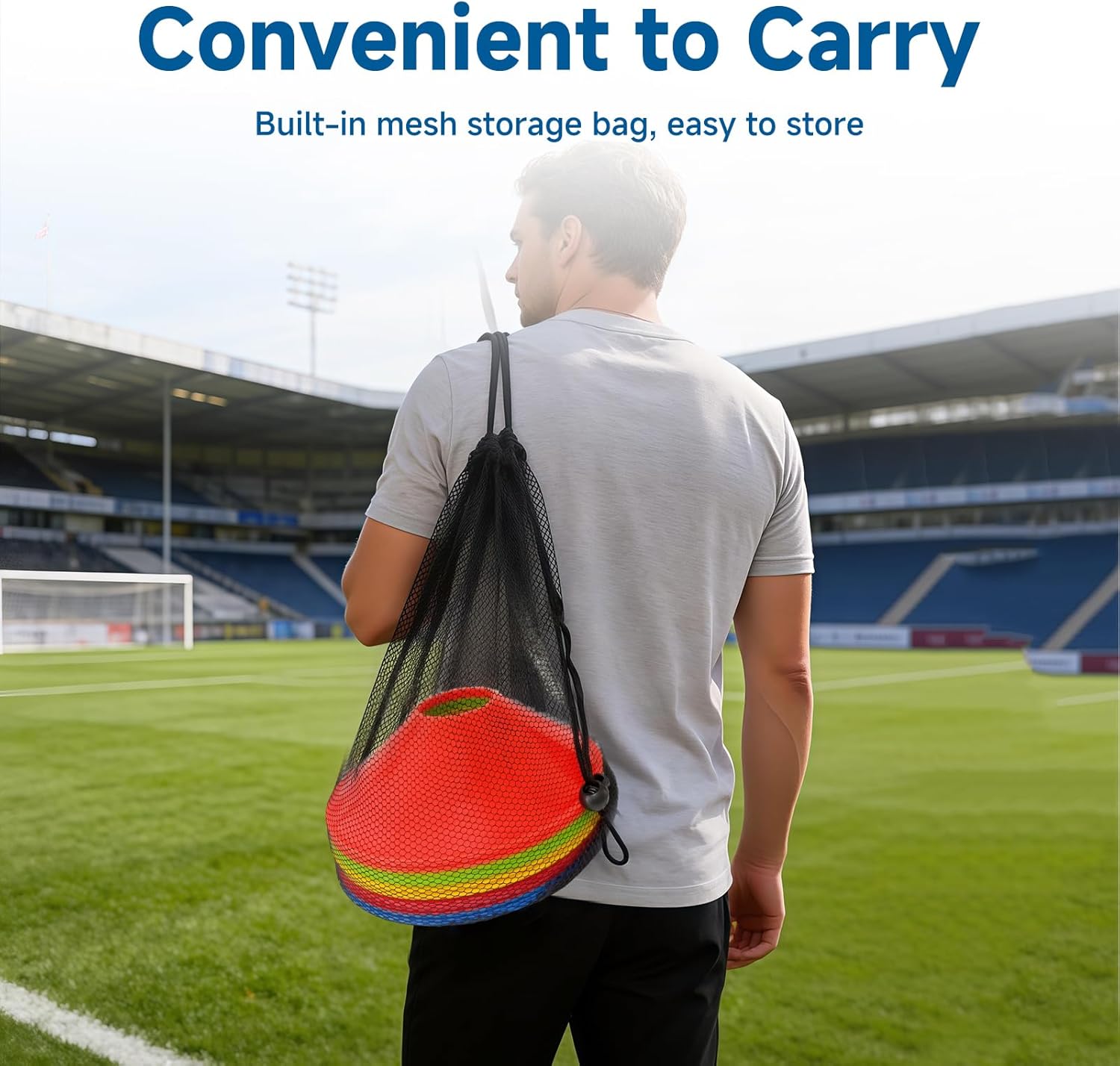 200 Pack Soccer Cones for Sports Training with Mesh Carry Bag, Multi-Color Agility Disc Cones for Football Basketball Drills, 7.5 Inch Flexible Plastic Field Markers for Kids & Adults