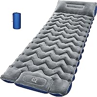 Vista 14 de Colchoneta para dormir, almohadilla de dormir compacta para acampar con almohada bomba de pie integrada, colchoneta inflable para viajes