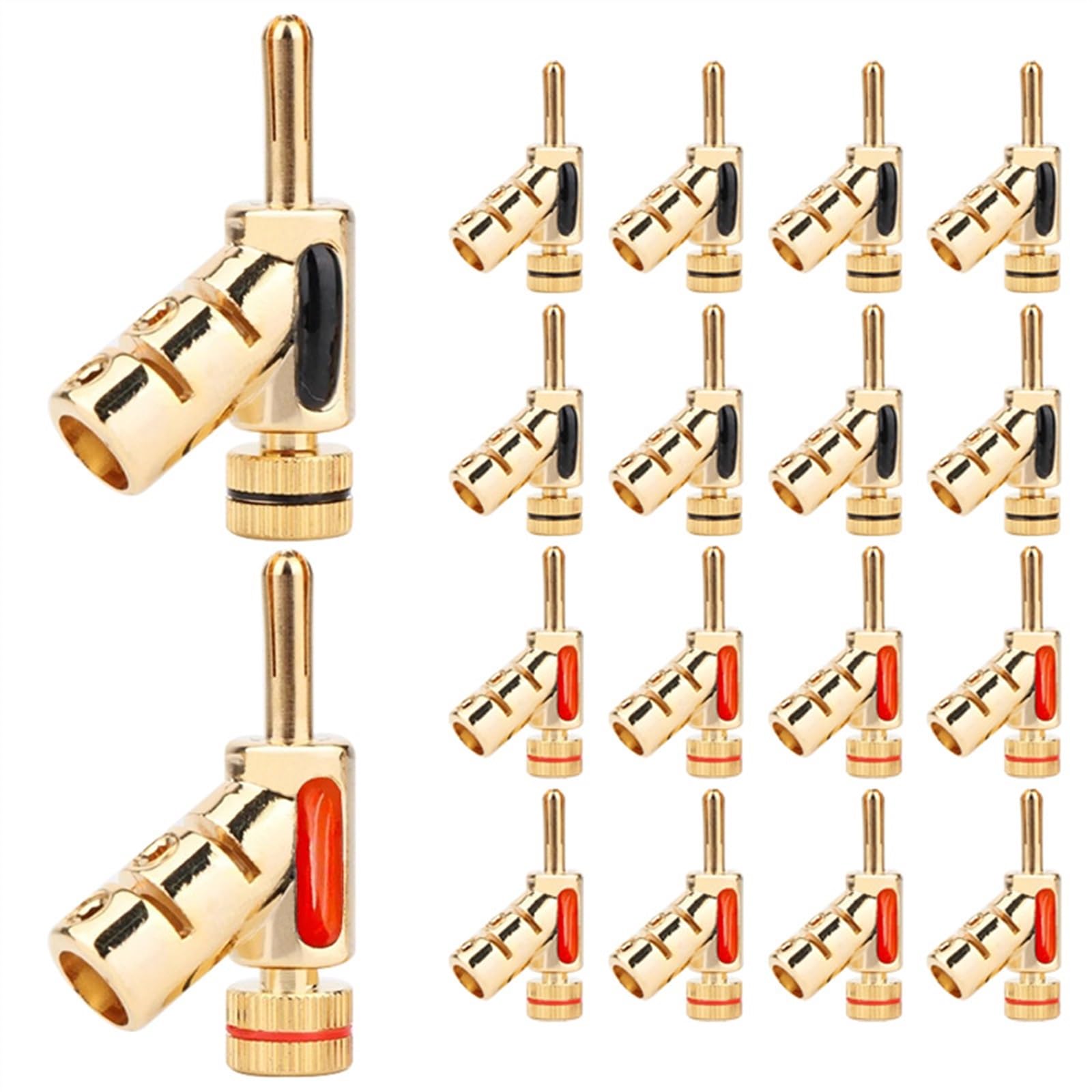 Connecteurs Banane plaqués Or 24K, fiche Banane à Verrouillage 45 degrés, 4 pièces(4Pcs Mixed)