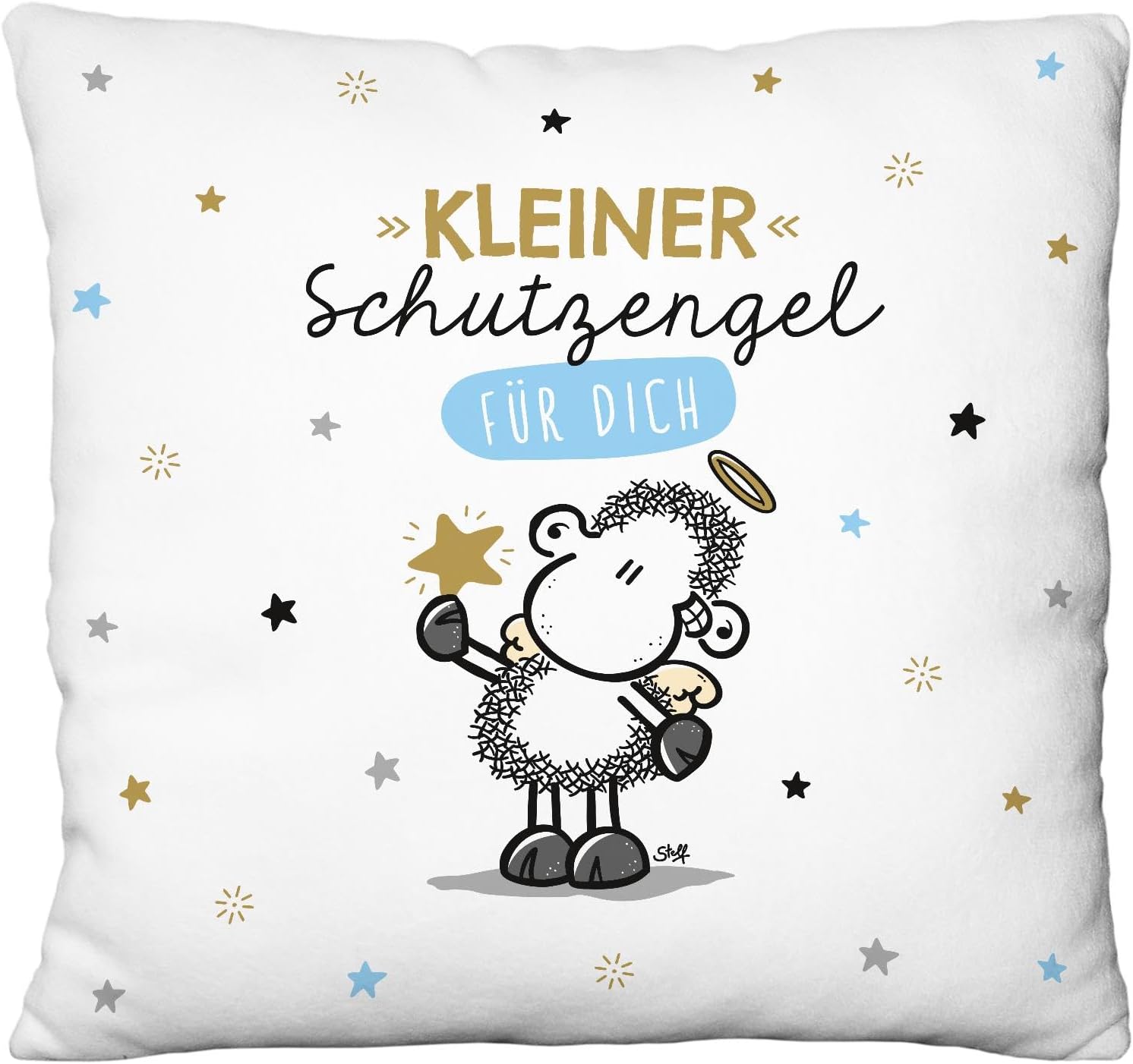 Sheepworld Plüschkissen Motiv Denke | Plüschkissen in Herzform, 30 cm x 25 cm, Mehrfarbig, 100% Polyester | Geschenk, Liebe, Valentinstag | 48183
