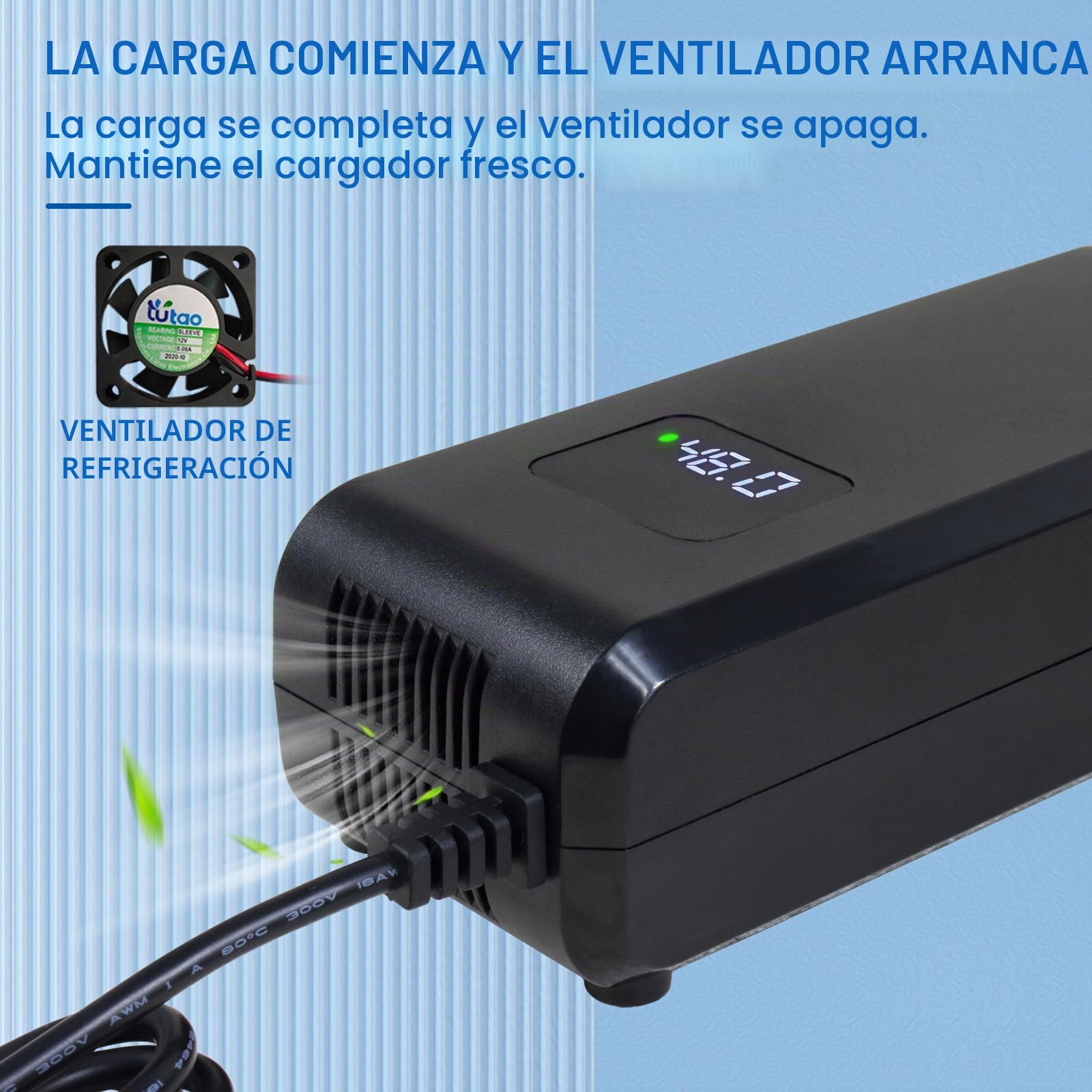 Cargador de batería de plomo ácido para scooters eléctricos, 48 V, 20 Ah, con pantalla de enchufe de 3 pines