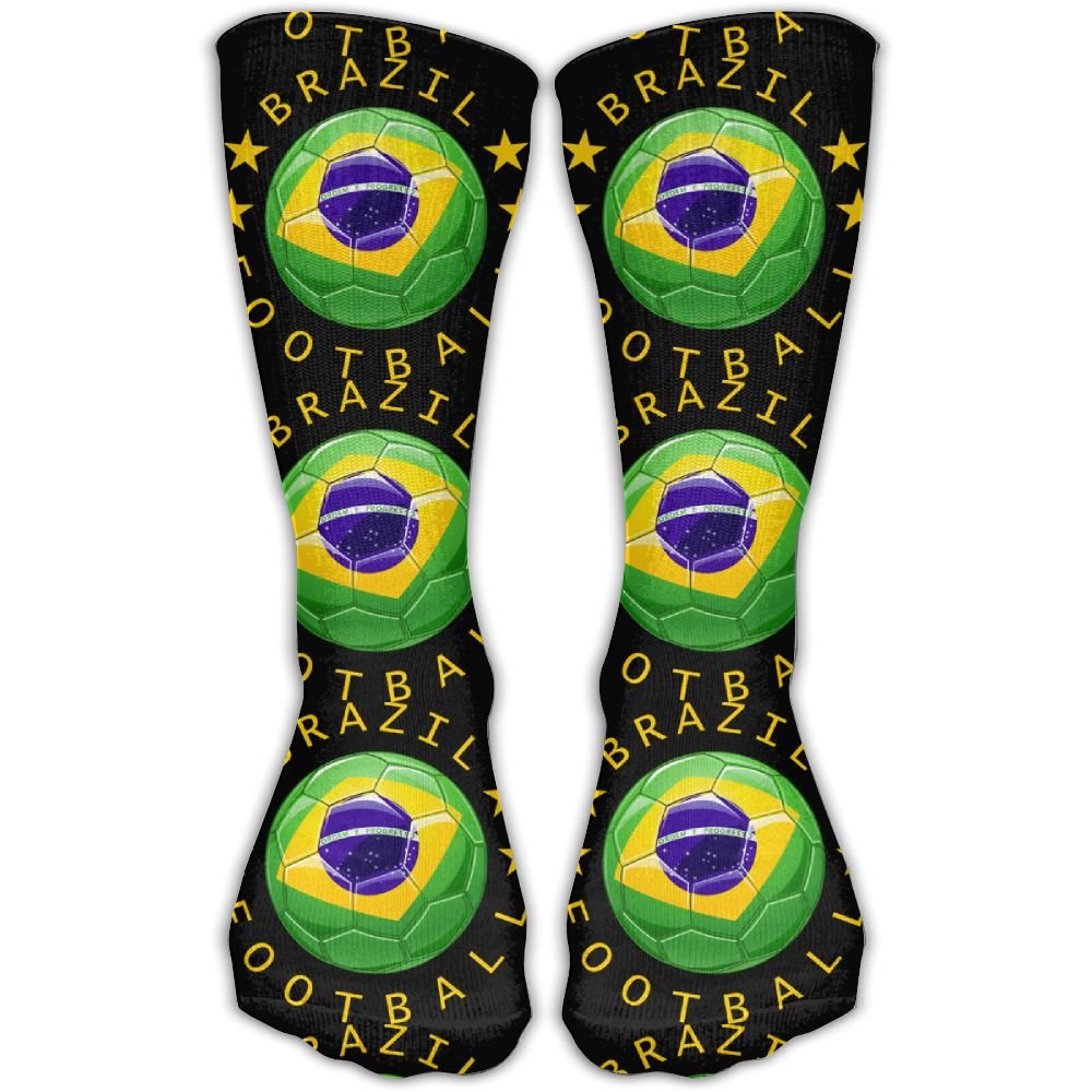 Men Women Classics Crew Socks Brazil Football Black Personalized Athletic Socks 30cm Long-All Season
