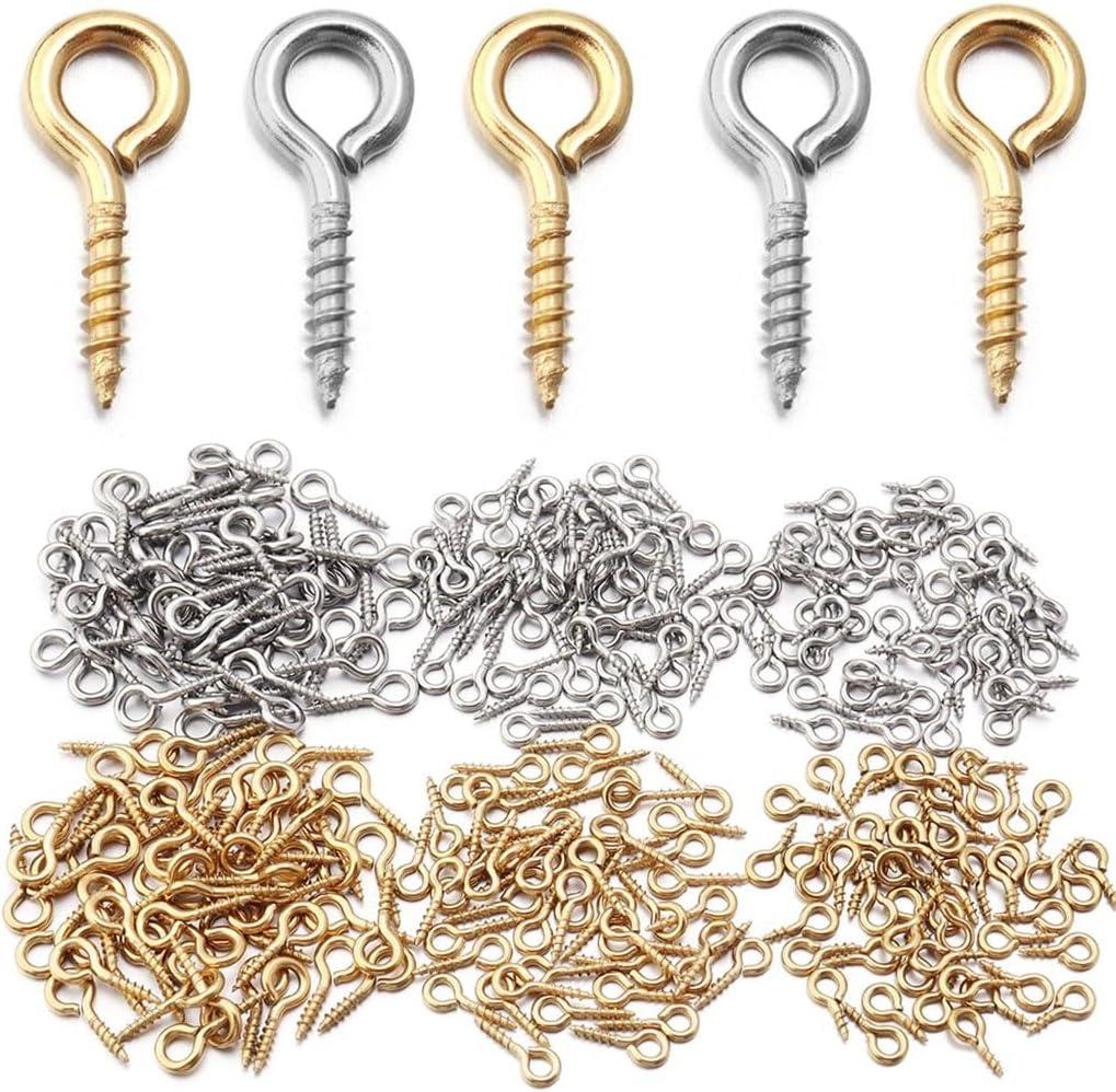 20/50pcs Stainless Steel Sheep Eye Nail Screw Mini Eye Bolt Ring Hook for Jewelry Making Accessories DIY Bead Charms Pendant(GD 5x12mm 20pcs)