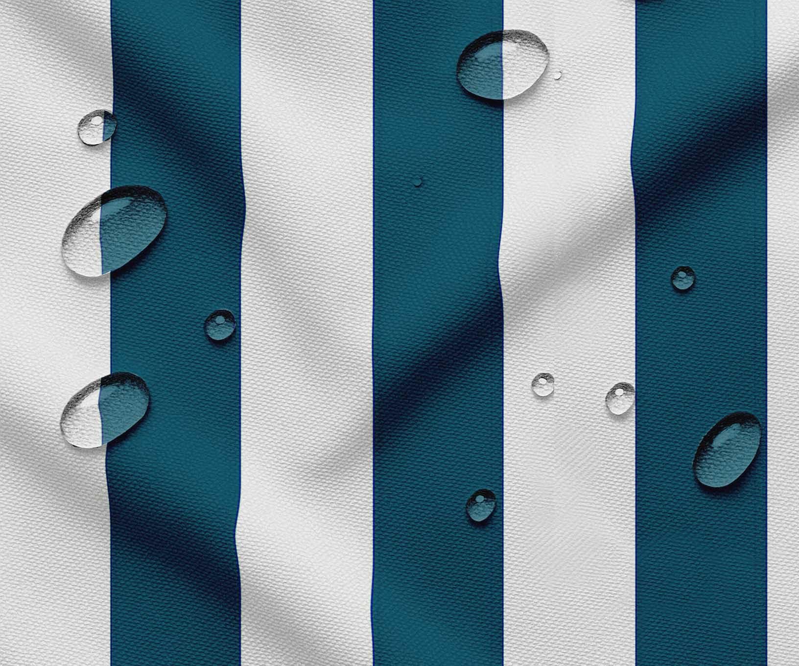 Soimoi Tela impermeable con estampado de rayas | Material para exteriores por 10 metros | Resistente al desgarro y a los rayos UV | Ideal para bolsos, ropa impermeable, funda, cortinas y toldos - Azul