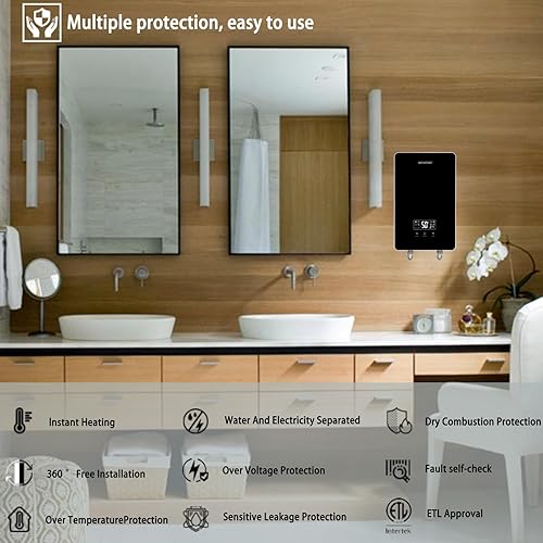 Miniatura 2 de HAIYEATBNB Calentador de agua eléctrico sin tanque de 10kW11kw12kW conmutable de 220V, calentador de agua caliente bajo demanda, capaz de cambiar