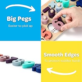 Toddler Montessori Toys Teaches Number, Counting, Math, Stacking Fun Preschool Learning Activates for Boy and Girl | Year Old Boy Gifts and Beyond! (Macaron)