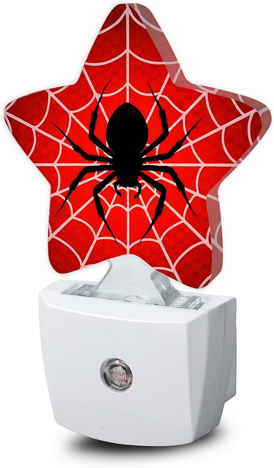 Halloween Red Spider Night Lights Plug Into Wall,Spiderweb Star Night Light for Kids,Nightlight with Dusk to Dawn Smart Sensor for Bedroom Bathroom Decor,Children Women Men Gift