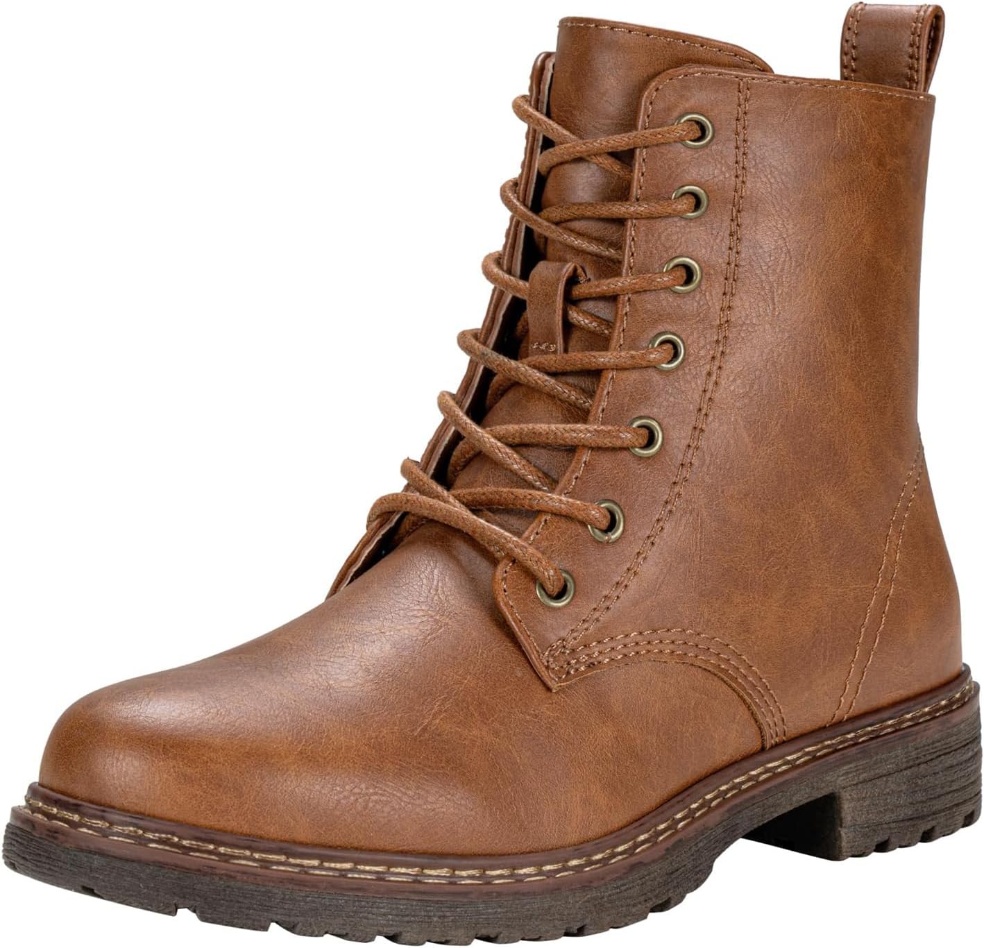 Vepose Women’s Combat Ankle Boots Lace up Classic Short Low Heel Zipper 9623 Booties