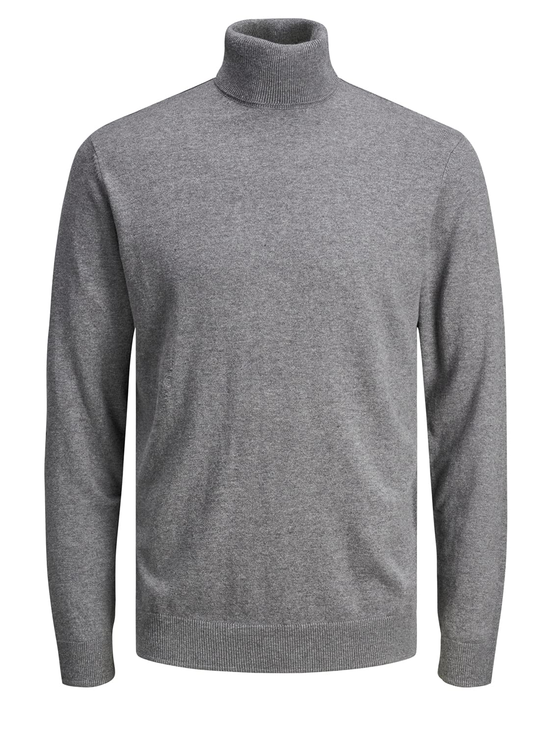 JACK & JONES JJ Eemil Men's Knitted Turtleneck Jumper, Grey Melange, XXL