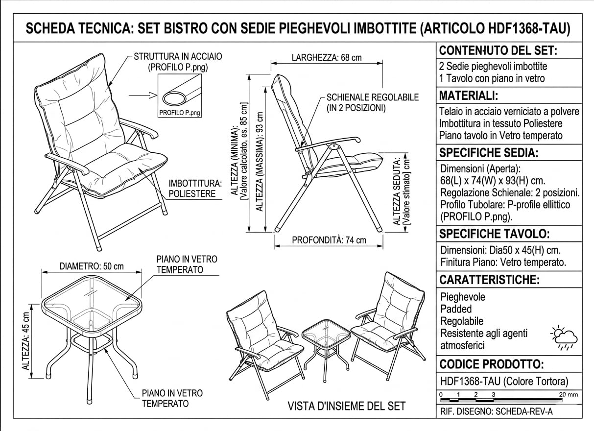 Set Relax da Giardino 3 Pezzi MAUì – 2 Poltrone Pieghevoli Imbottite con Cuscini Beige Removibili + Tavolino Vetro Temperato – Struttura Ferro Robusto – Arredo Giardino Terrazzo Balcone Salvaspazio