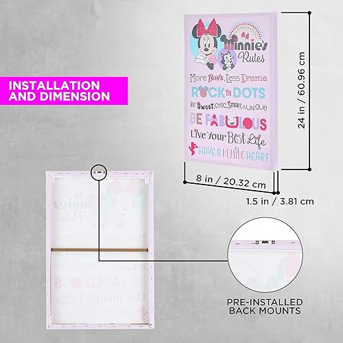 Miniatura 5 de POP Creations Disney - Lienzo decorativo de pared de Mickey Mouse House Rules, 16 x 24 pulgadas, lienzo estirado inspirador para sala de estar, arte