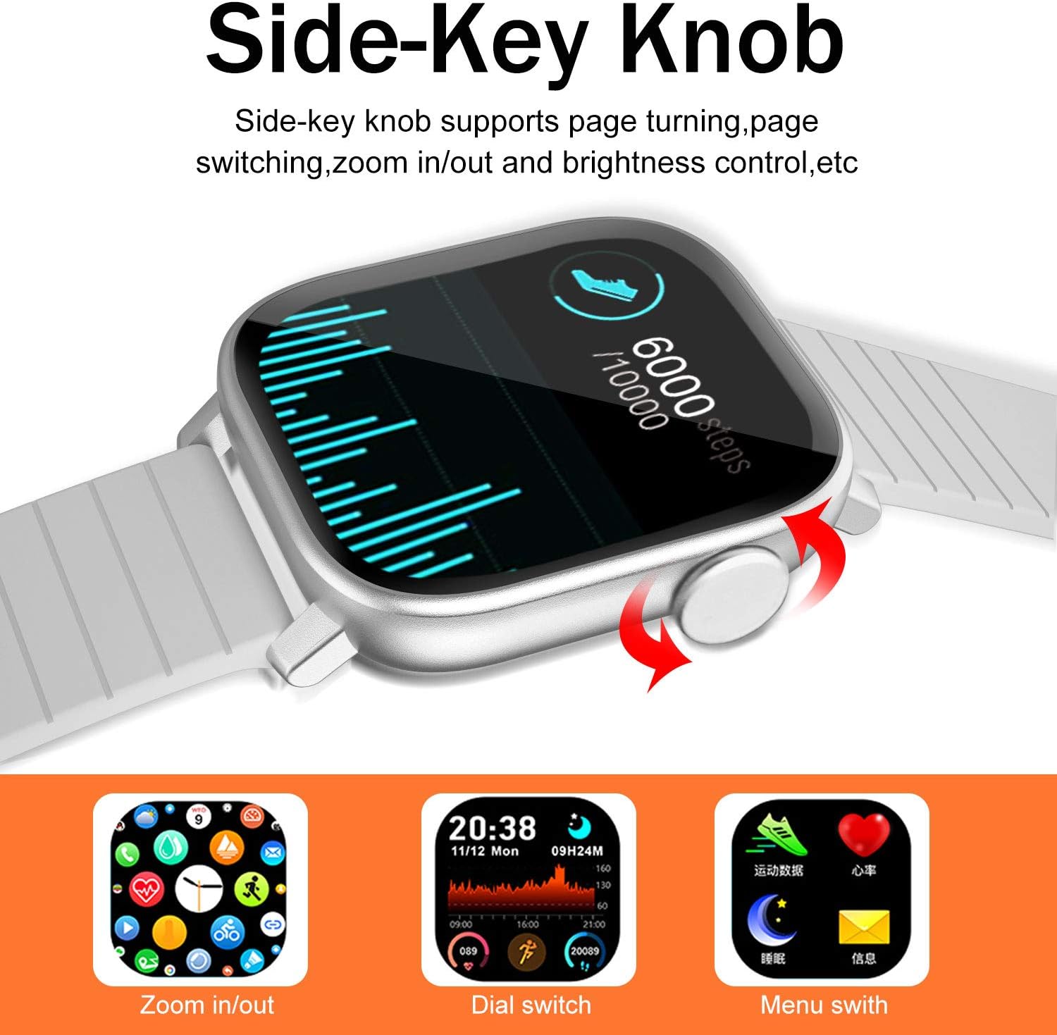 AOYODKG Smartwatch Activity Tracker, IP68 Bluetooth Smart Watch  Cardiofrequenzimetro per Monitor da Polso Contapassi Sportivo Cuffie Sport  Bluetooth Senza Fili per Android iOS (Grigio) : Amazon.it: Elettronica