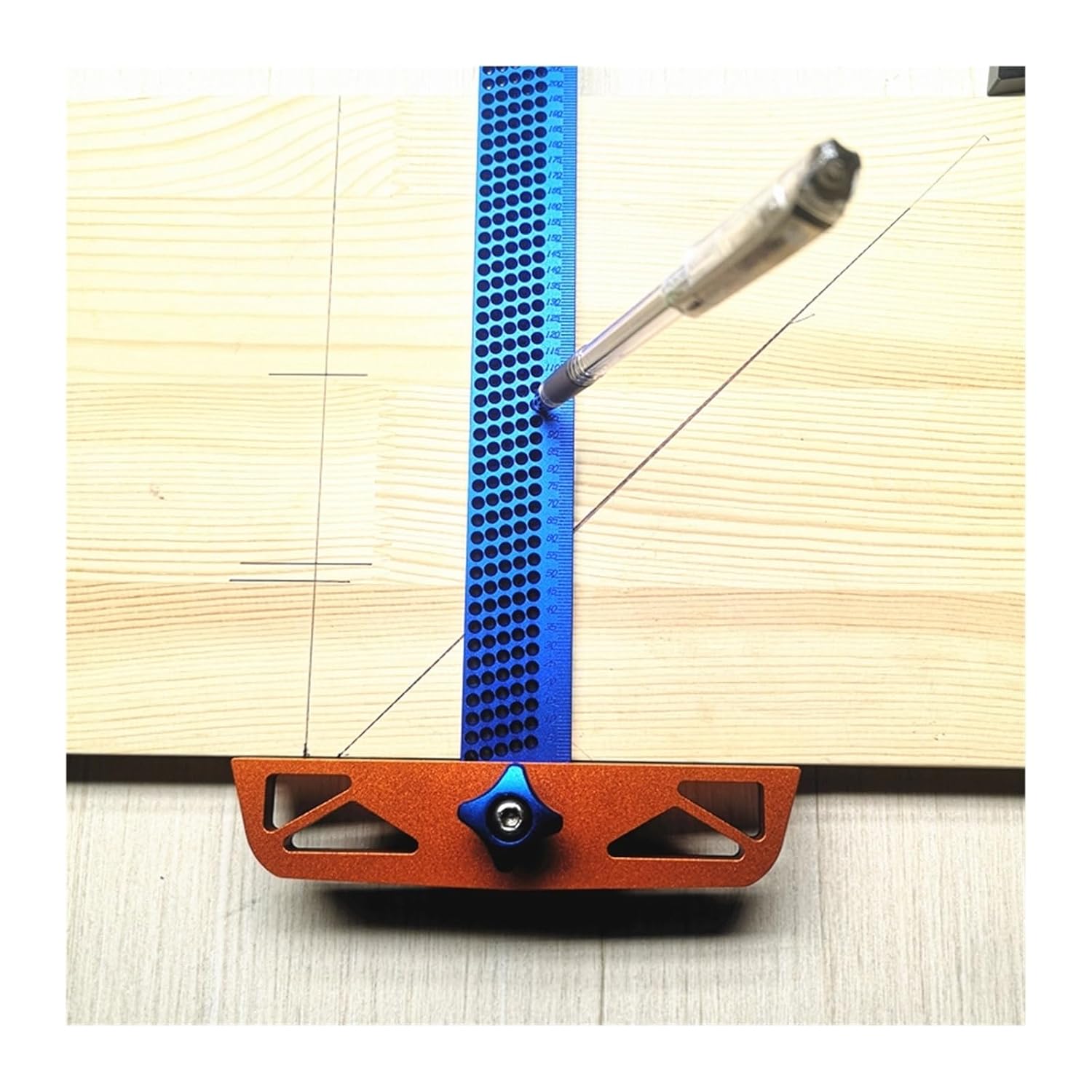 Measurement Tools Woodworking Scribe Ruler T300/T400 Woodworkers Edge Rule Protractor Hole Scribing Gauge Crossed Feet Crossed-Out Measuring Tool Portable (Color : 400MM)