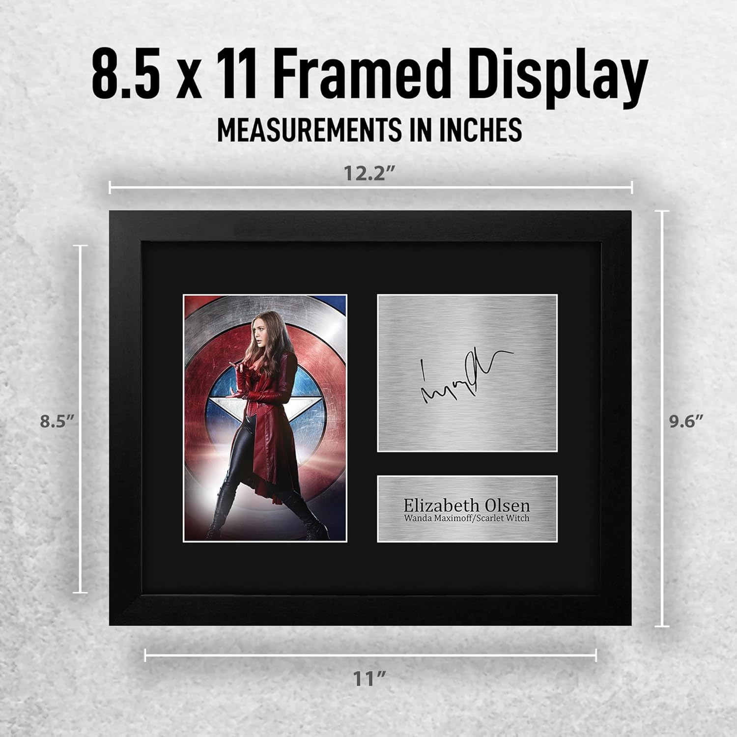 HWC Trading Elizabeth Olsen WandaVision Scarlet Witch Framed Gifts Printed Signed Autograph Picture for TV Show Fans - US Letter Size