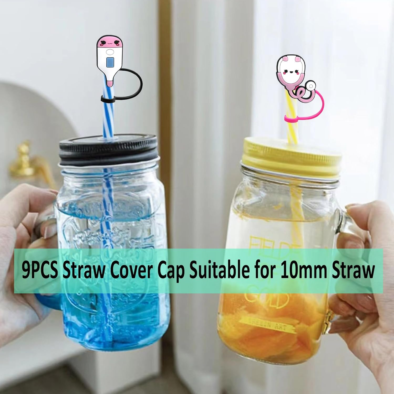 9Pcs Nurse Straw Covers Cap for Stanley Cup, 10mm Medical Straw Topper, Silicone Straw Tip Covers for Drinking Straws (Nurse Straw Cover) - Image 7