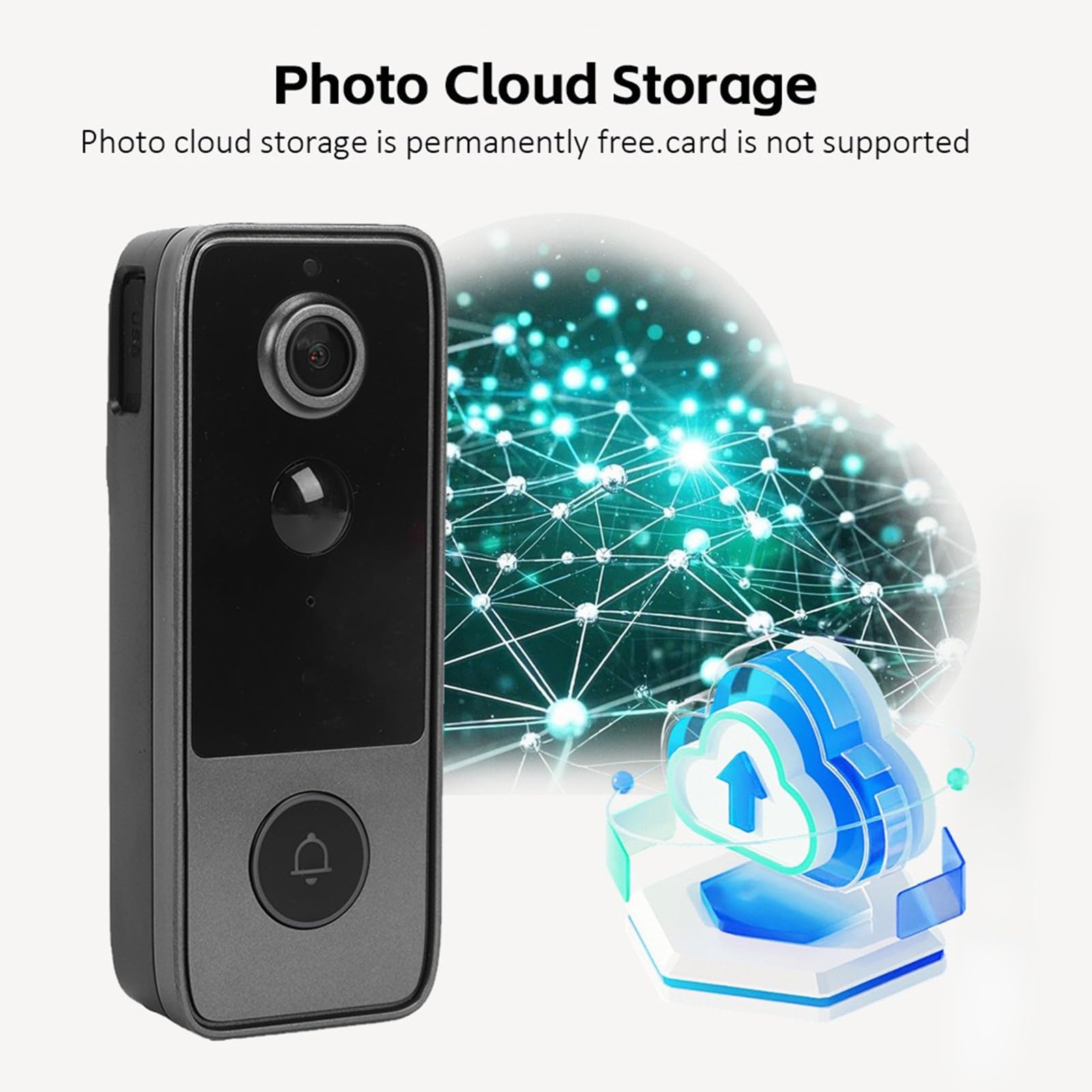 Timbre con Vídeo Inteligente, Timbre con Vídeo WiFi, con Inalámbrico con Visión Nocturna en Color Full HD, Conversación Bidireccional para Seguridad del Hogar