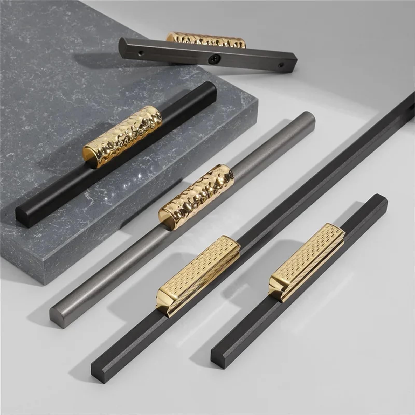 Acldoyyv B-480 Gold And Gray Long Furniture Handle Kitchen Cabinet Handles Cupboard Door Pulls Aluminum Alloy And Zinc Alloy Double Series Drawer Knobs 1Pcs (Color : )