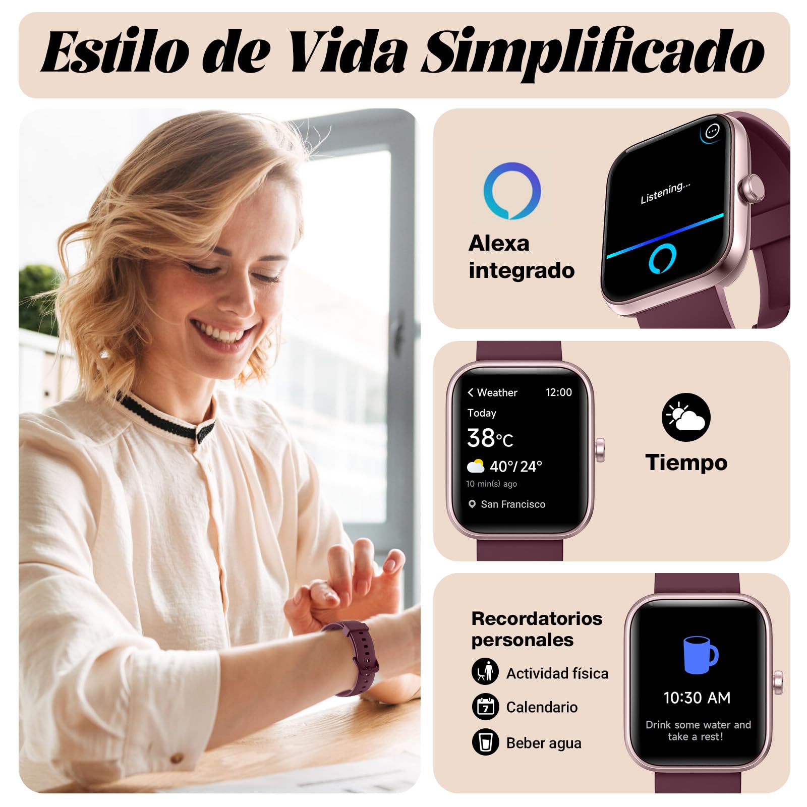 Smart Watch for Men Women with Bluetooth Call, Alexa Built-in, WhatsApp Notifications, Fitness Tracker with Heart Rate/SpO2/Sleep/Pedometer, 1.83" DIY Dial, 100+ Sports Modes, IP68 for Android iOS
