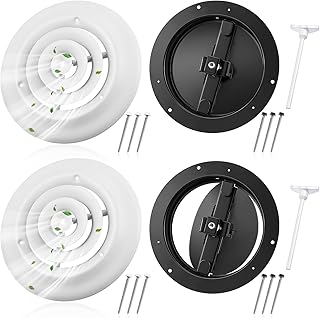 Therwen 2 Set 6 Inch Round Vent Cover Ceiling Diffuser HVAC Vent Duct Cover Replacement with Steel Butterfly Damper Fitting in 6 Inch Duct, Outer Dimensions: 9-15/16"