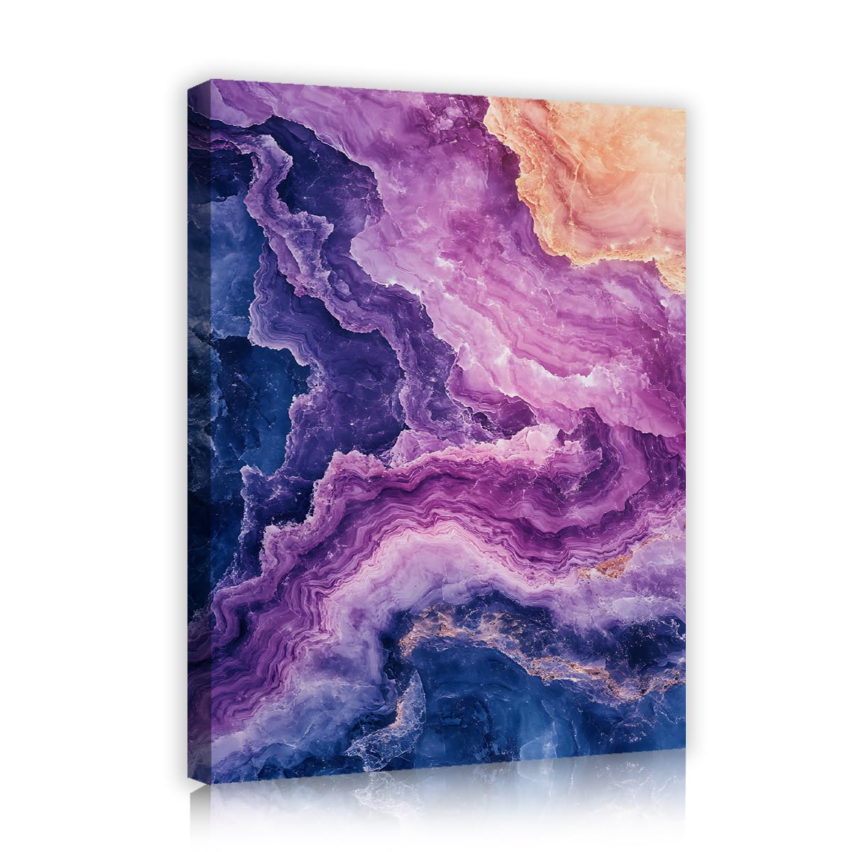 TOANGWALL Violet Crystal Wall Art Gym Indigo Marble Framed Canvas Prints Lilac Stunning Fluid Geode Abstract Poster Painting for Salon Decor 70x85cm