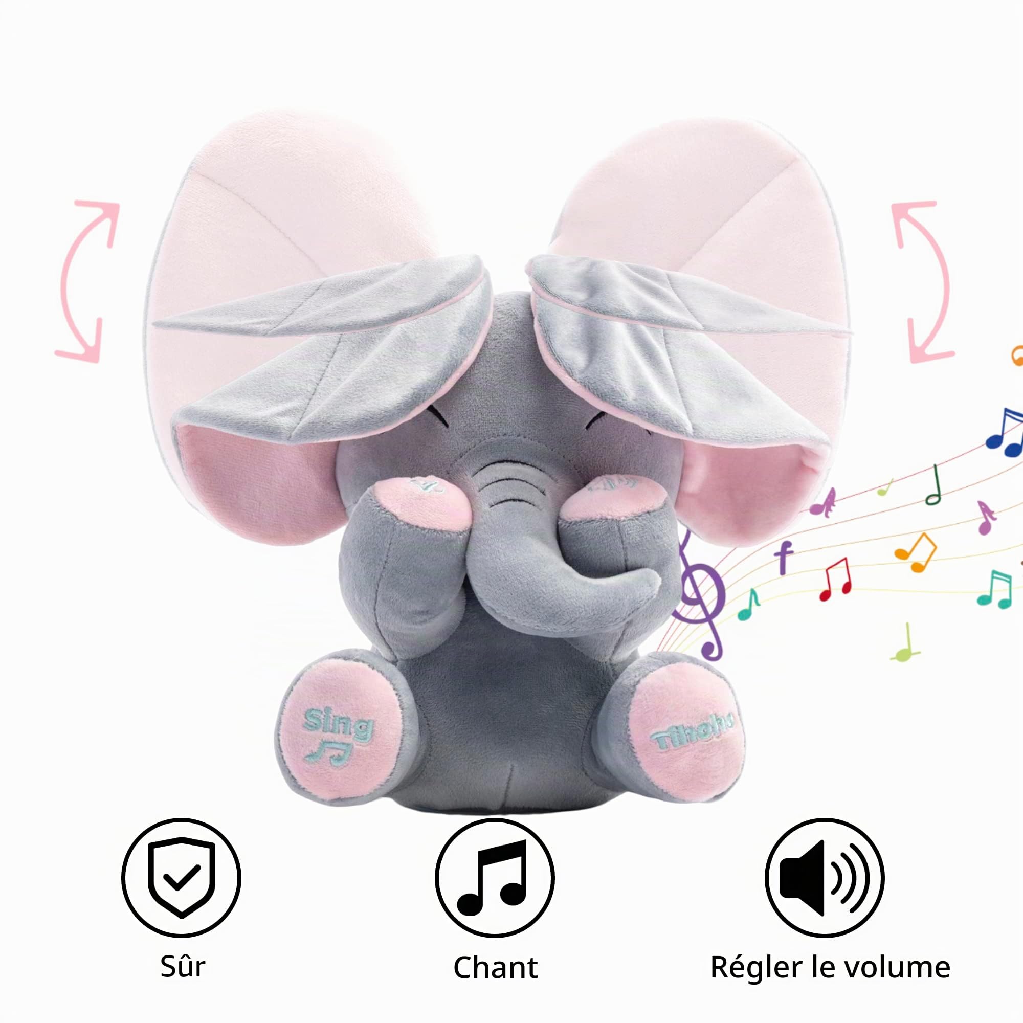 Peek A Boo Éléphant animé Parlant en Peluche pour bébé éléphant Chantant Mignon Jouet en Peluche pour bébé péage Enfant garçon Fille Cadeau réglable Son (Rose)… B091JTQJZQ
