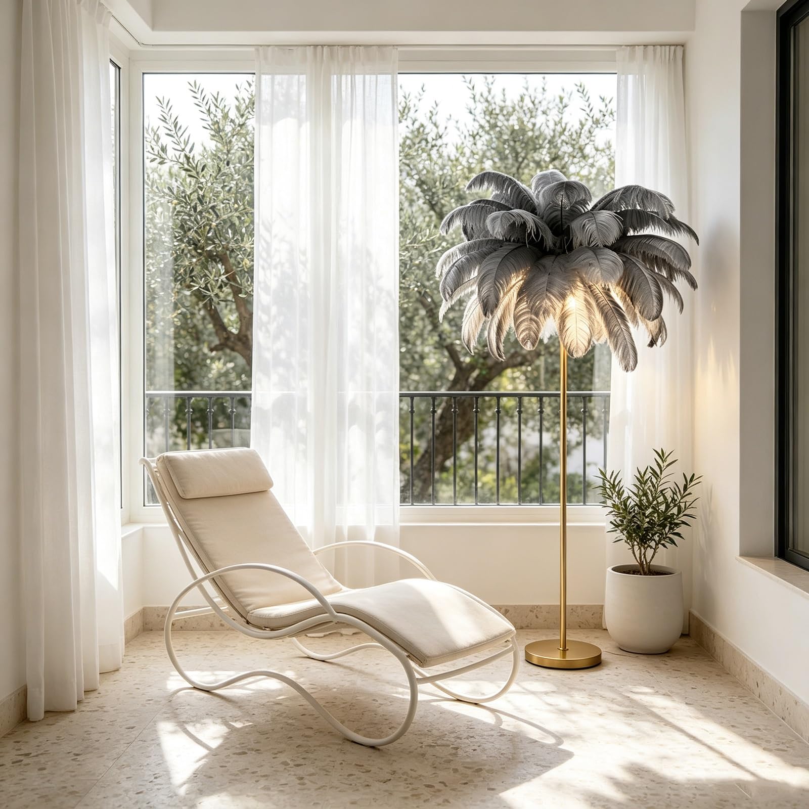 LCNDKF Luxury Tall Feather Floor Standing Lamp