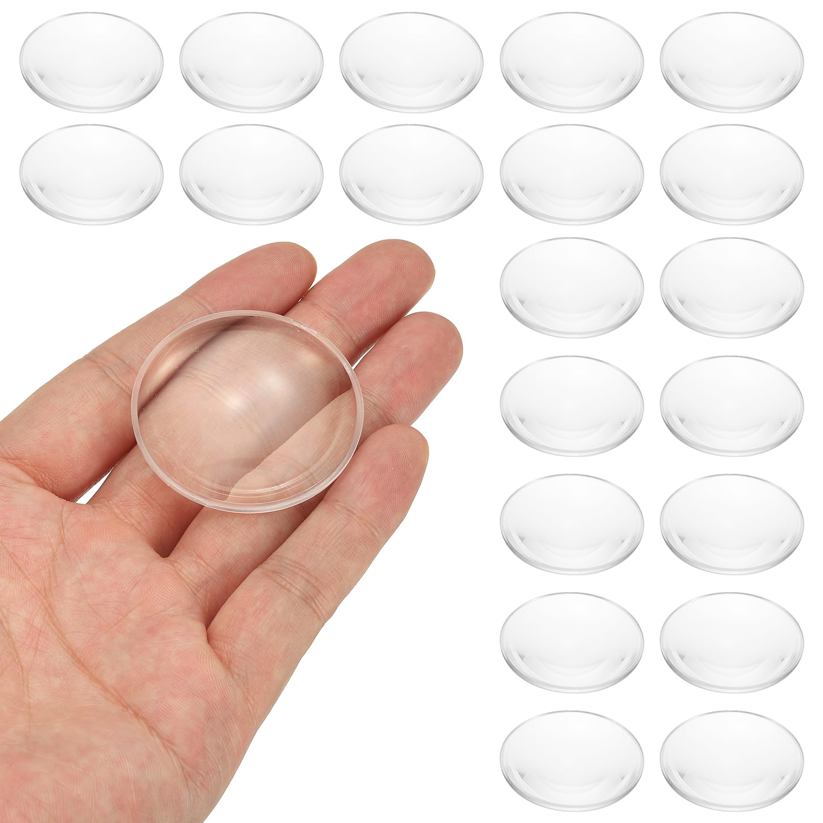 PATIKIL 20 Pack Biconvex Lens, 42mm Dia. 42mm Focal Length Aspheric Optical Lenses Magnifier Paperweight Acrylic Double Convex for DIY Office Desk Home Science Experiment Telescope