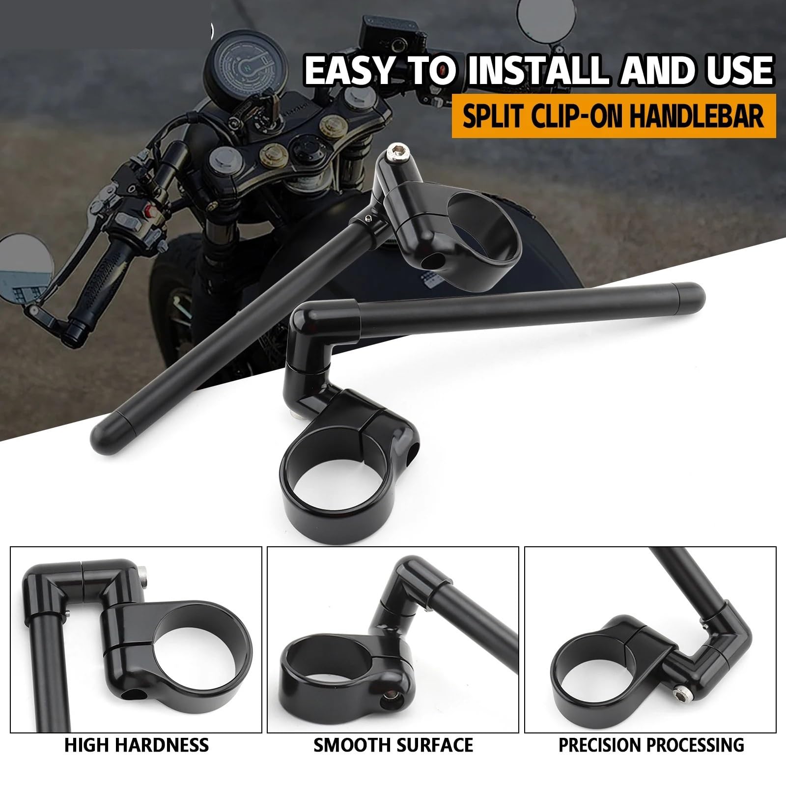 manubri moto Clip divisa per manubrio per moto nero | Sulla forcella 35 37 39 45 49 50 52 58 MM Morsetto montante
