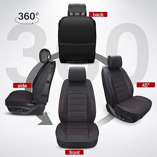 Miniatura 4 de Sanwom Fundas universales de cuero para asientos delanteros de automóvil, 2 fundas impermeables para asientos de vehículos, fundas de cuero