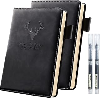 UIRIO 2 Pack Notebooks for School (Black) - A5 Lined Paper with 360-pages - Wide Ruled Journaling Notebook - Executive Journal for Men, Women, Work, Writing