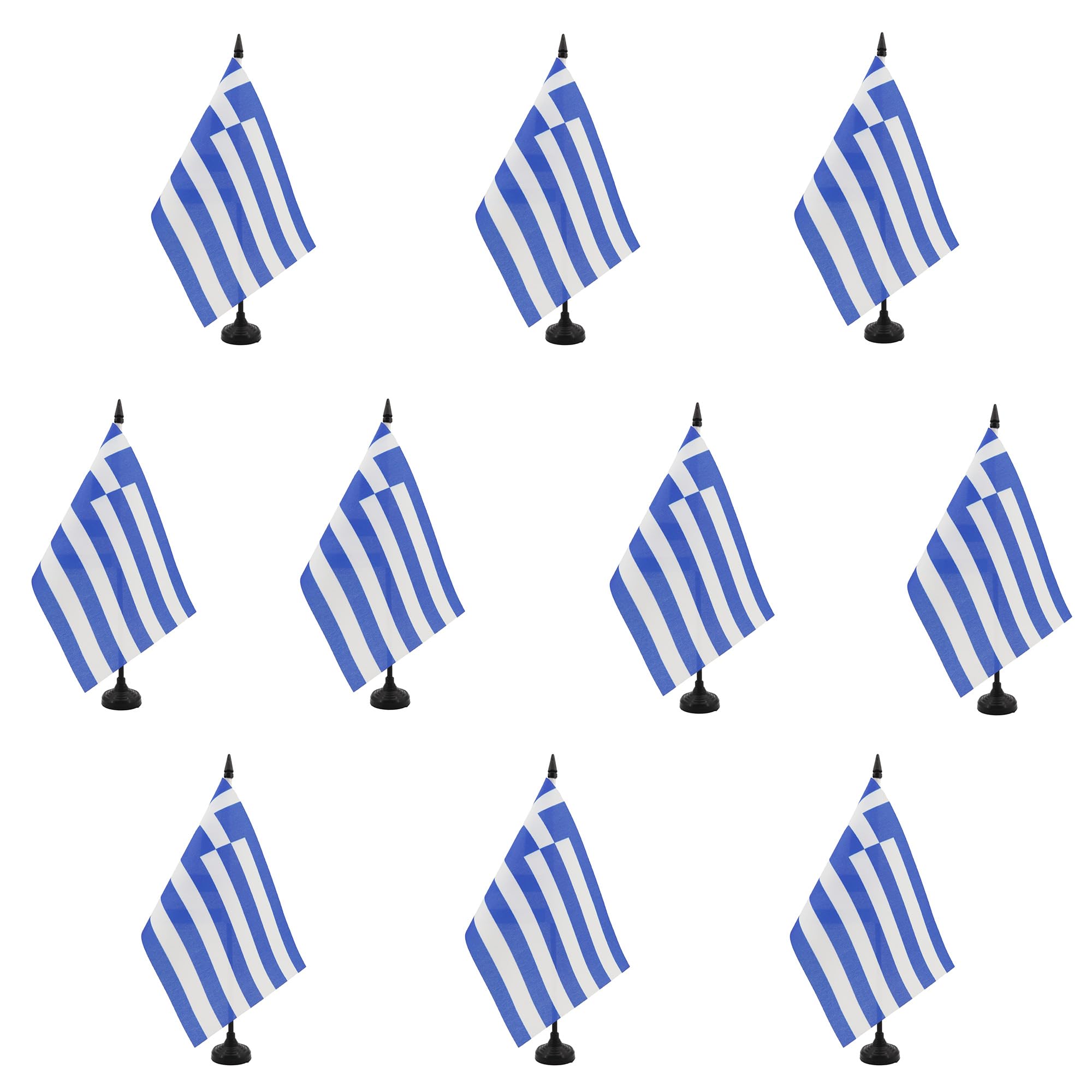 AZ FLAG Pack of 10 Greece Table Flags 6x8 in 100D Polyester Plastic Base