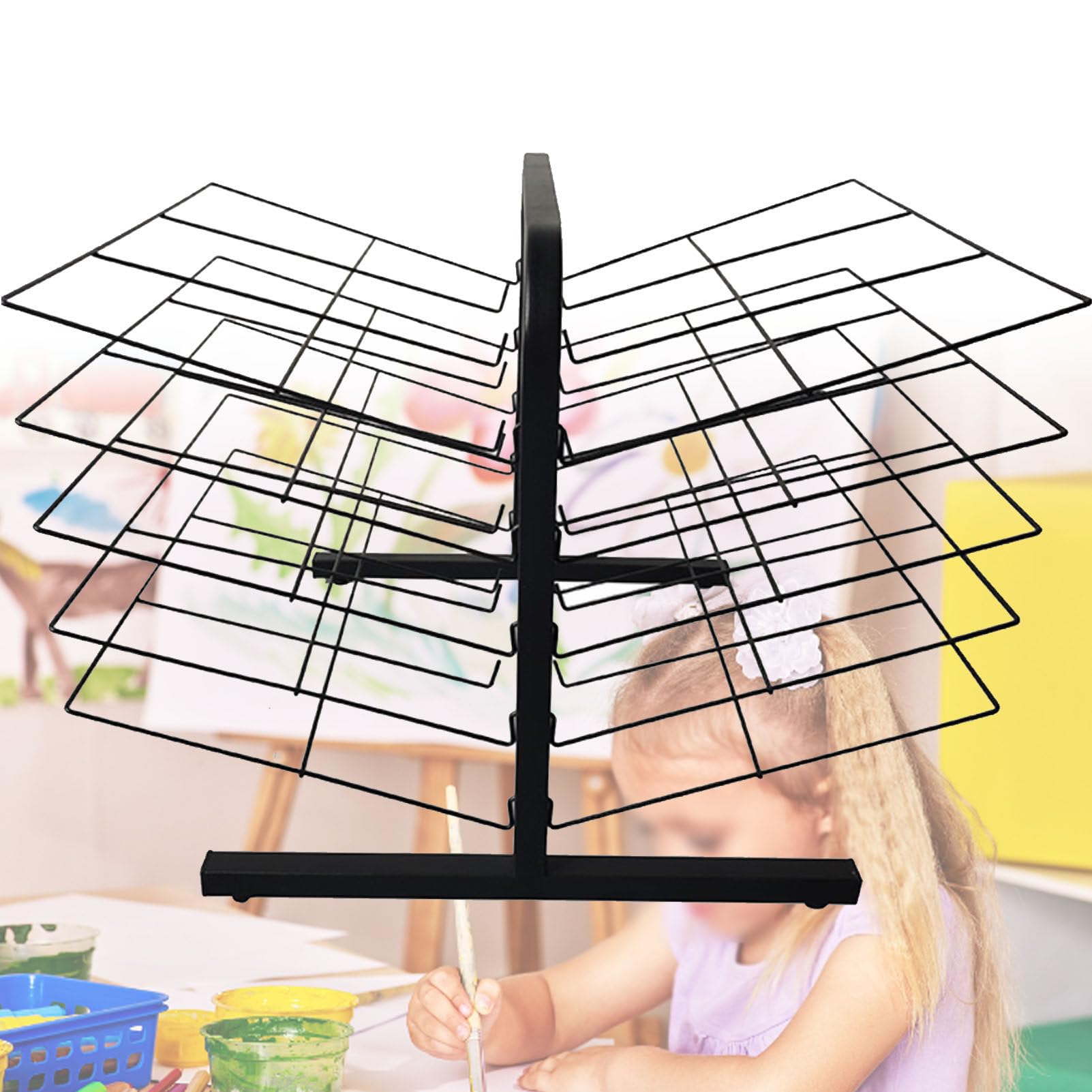 Séchoir pour œuvres d'art, présentoir de rangement en acier avec 10 étagères métalliques pour papier A3 et peintures, étagère empilable pour dessins