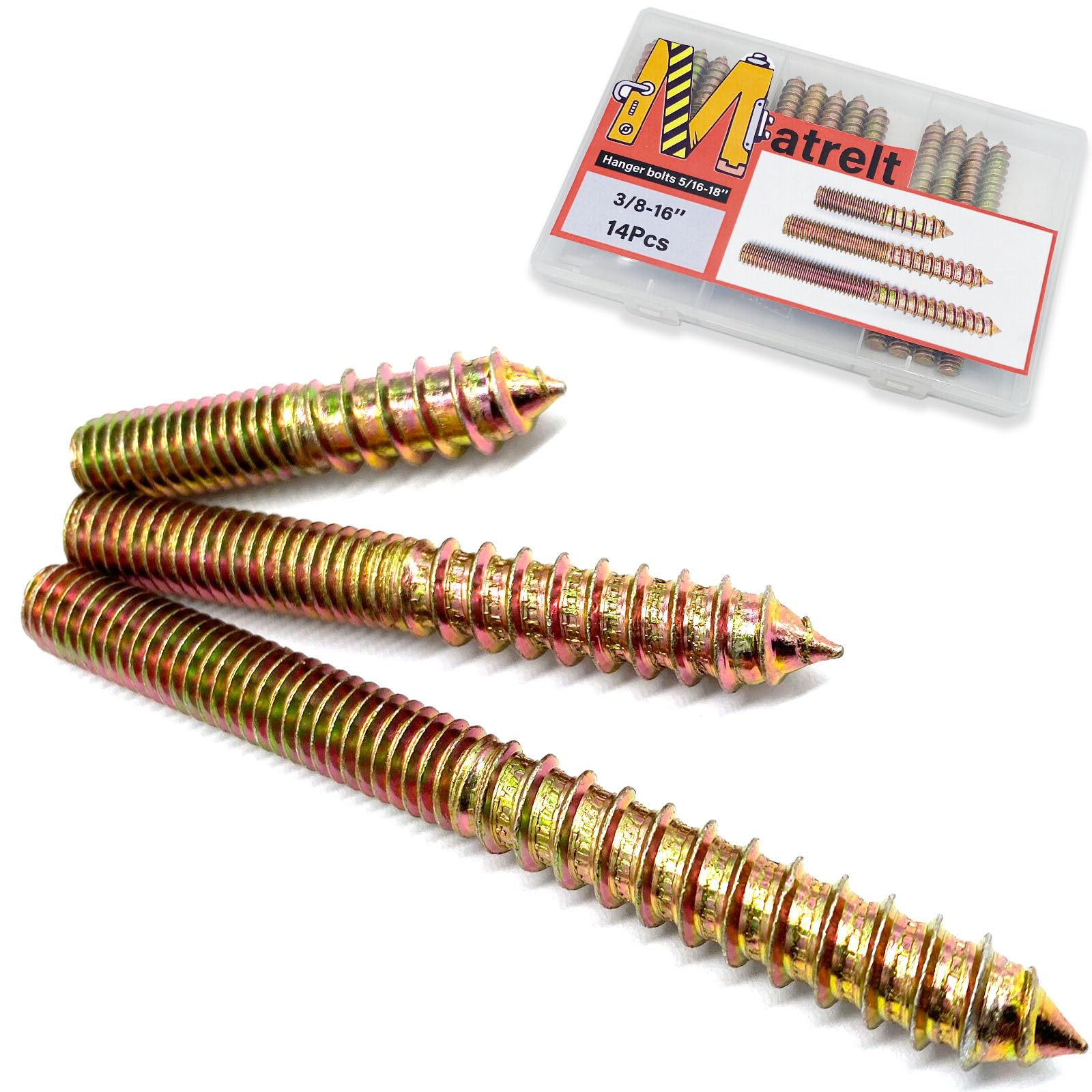 41 Pack Hanger Bolts - 1/4-20" Wood Screws & Driver -12