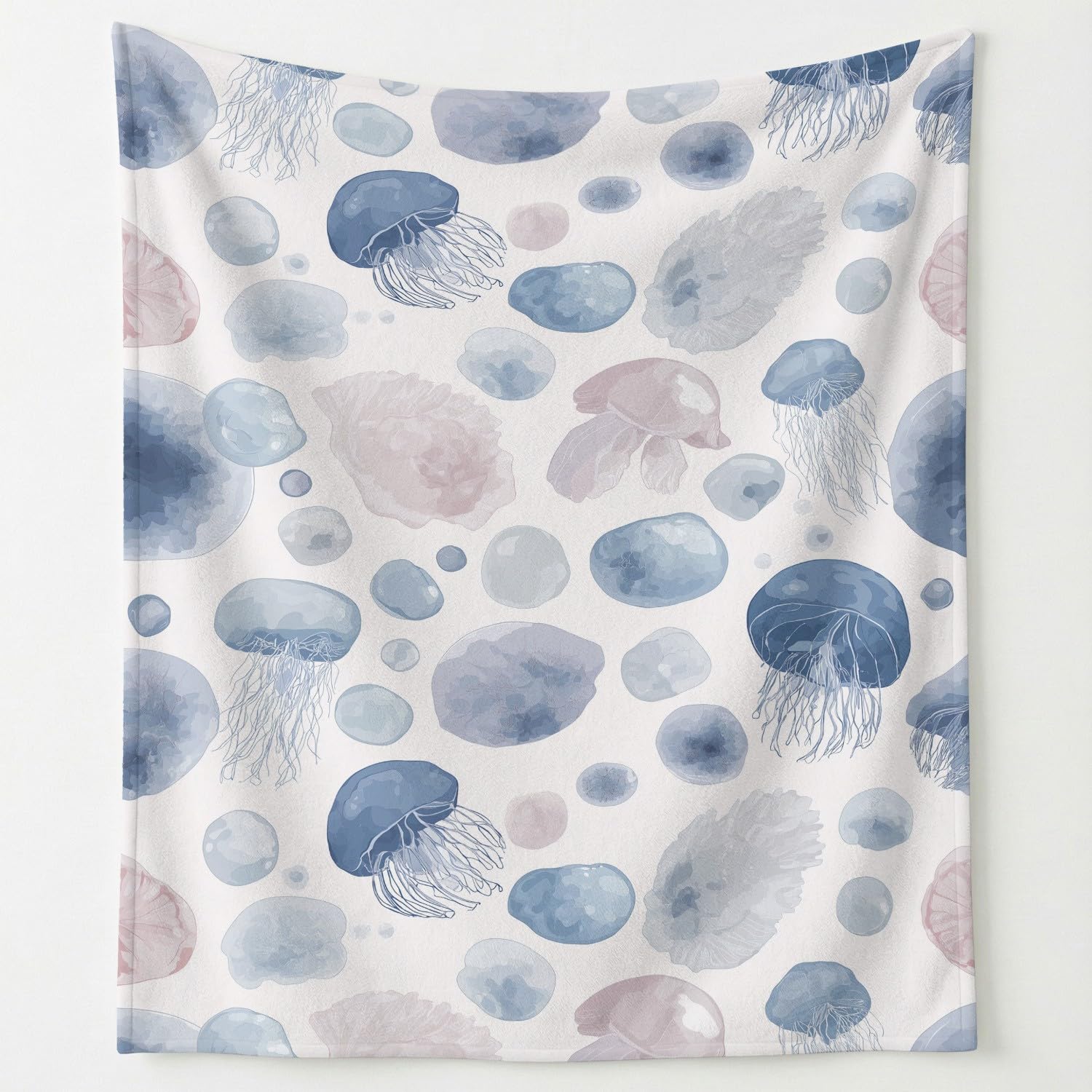 Générique Koc flanelowy w kratę 180 cm x 200 cm gruby ciepły jesienny koc polarowy, spokojny sen miękki świeży ocean morskie stworzenia puszyste lekkie koce