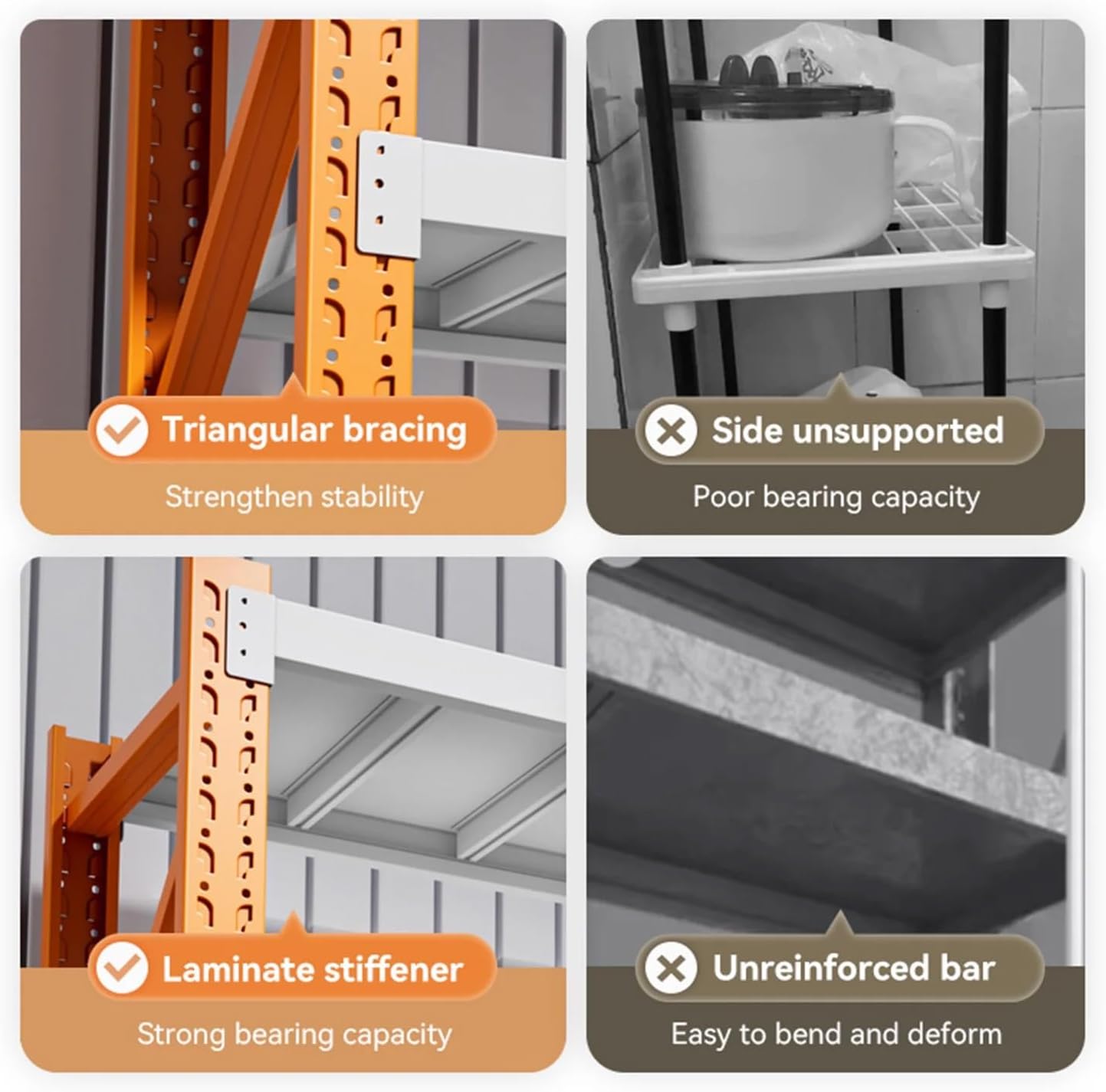 Heavy Duty Warehouse Shelving 4-Tier Industrial Steel Storage Shelves, 2600LB Capacity Per Shelf, Adjustable Shelves for Garage/Factory/Commercial Use (Orange and White, W48*D20*H79)