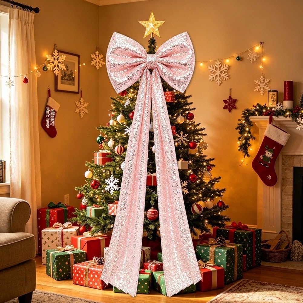 Große für glitzer Schleife für Weihnachtsbaum 200cm Lang – Festliche