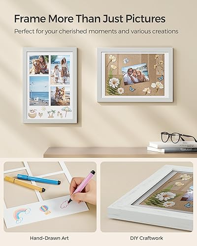 Miniatura 3 de SONGMICS Marco de fotos A4 para decoración de pared, juego de 2, marcos de fotos de 4 x 6 pulgadas para escritorio, fotos de 8 x 10, 8 x 12 o 4 x 4