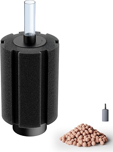 Filtro de esponja para acuario de 80 a 150 galones con piedra de aire y medios de cerámica, filtros silenciosos para tanque de peces para cría de 1
