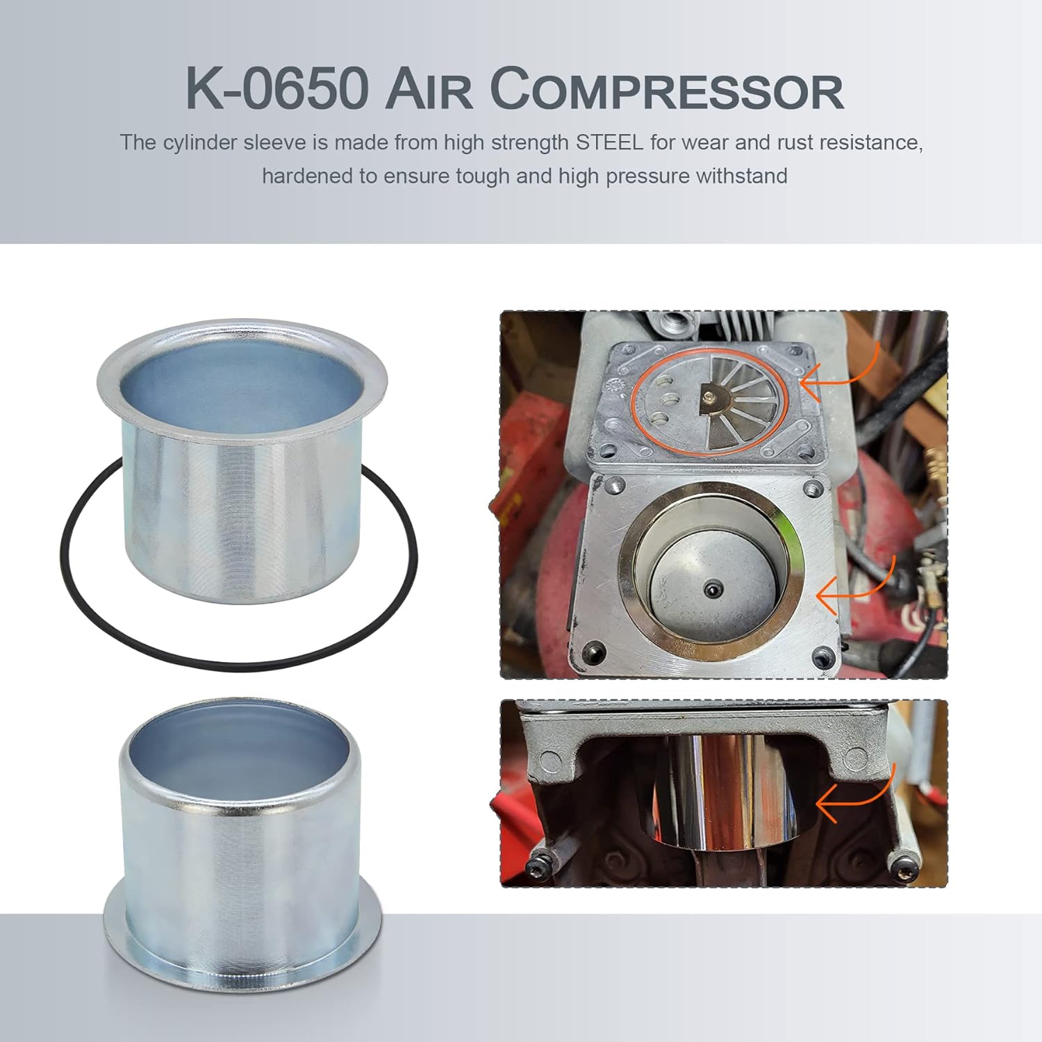 Thaekuns K-0650 Air Compressor Cylinder Sleeve and Compression Ring Kit, Cable Air Compressor Service Kits for Craftsman DeVilbiss Porter Cable Compressor-2 Pack