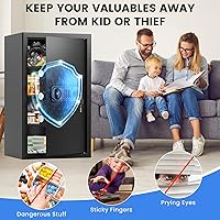 Vista 7 de 2.48 cubic feet Large Home Safe, Document Safe with Removable Shelf and Fireproof Waterproof Bag, Digital Security Safes With Led Light, Smart