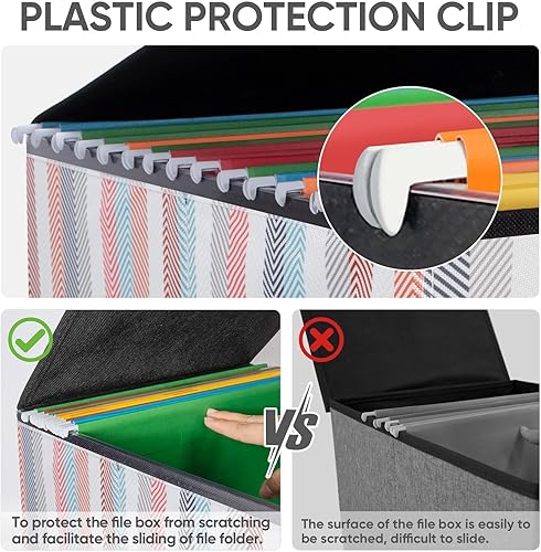 Miniatura 158 de BALEINE - Caja organizadora de archivos con tapa, organizador de carpetas plegable con riel de plástico, caja para carpetas colgantes para Gris