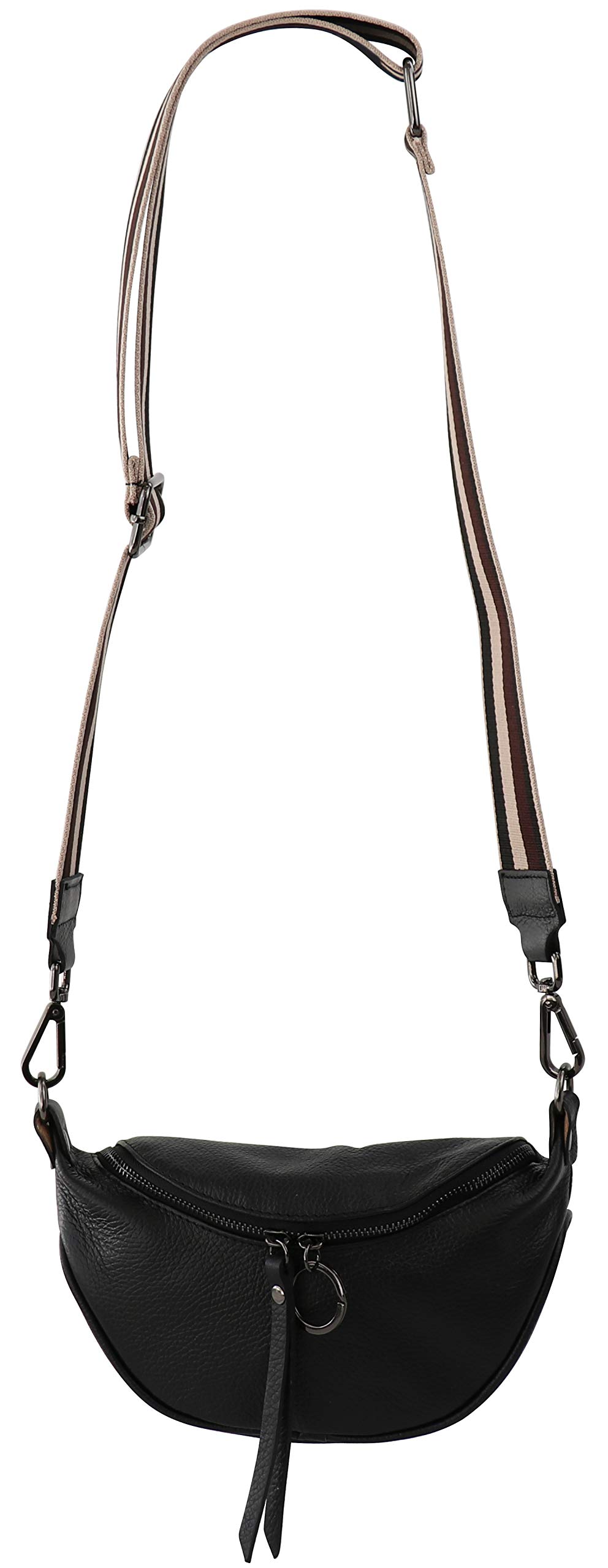 SH Leder echt Leder Damen Brusttasche für Festival Reise Kleine Hüfttasche Crossbody Frauen mit Stoff Taschengurt 25x13cm Ella G498