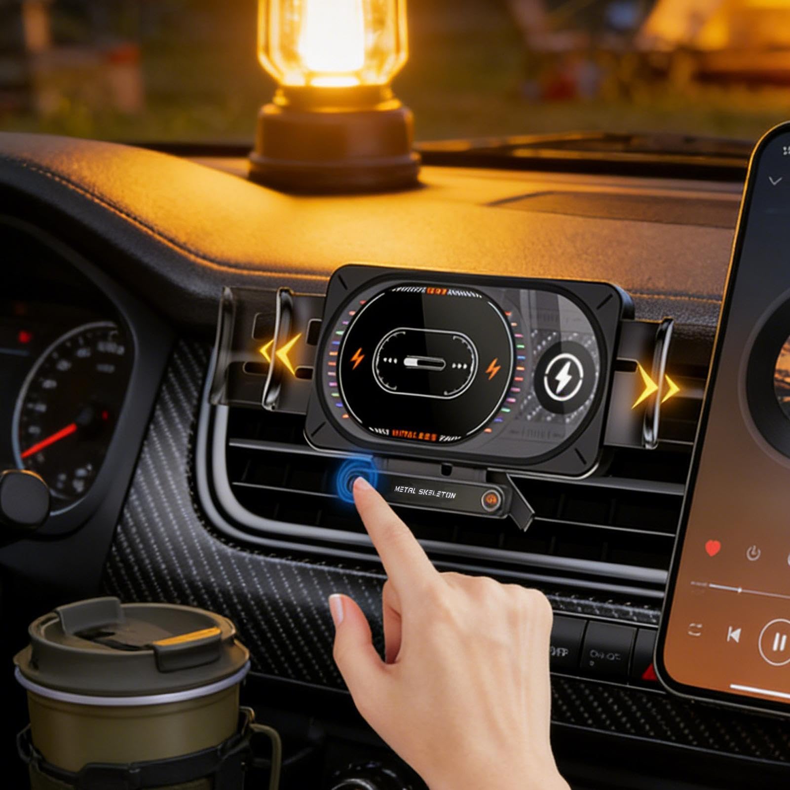 Kabellose Auto Ladegerät Halterung Schnelles Smartphone-Laden | Automatische Handy-Halterung mit Ladefunktion Für Fahrer Reisende Geschäftsreisen Camping Parken SUVs Wohnmobile