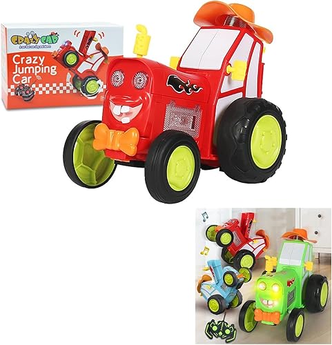 DABATO 2023 Nuevo auto de salto loco de juguete - Auto a control remoto con faros y música, camiones de acrobacias rápidas, tren de juguete de doble