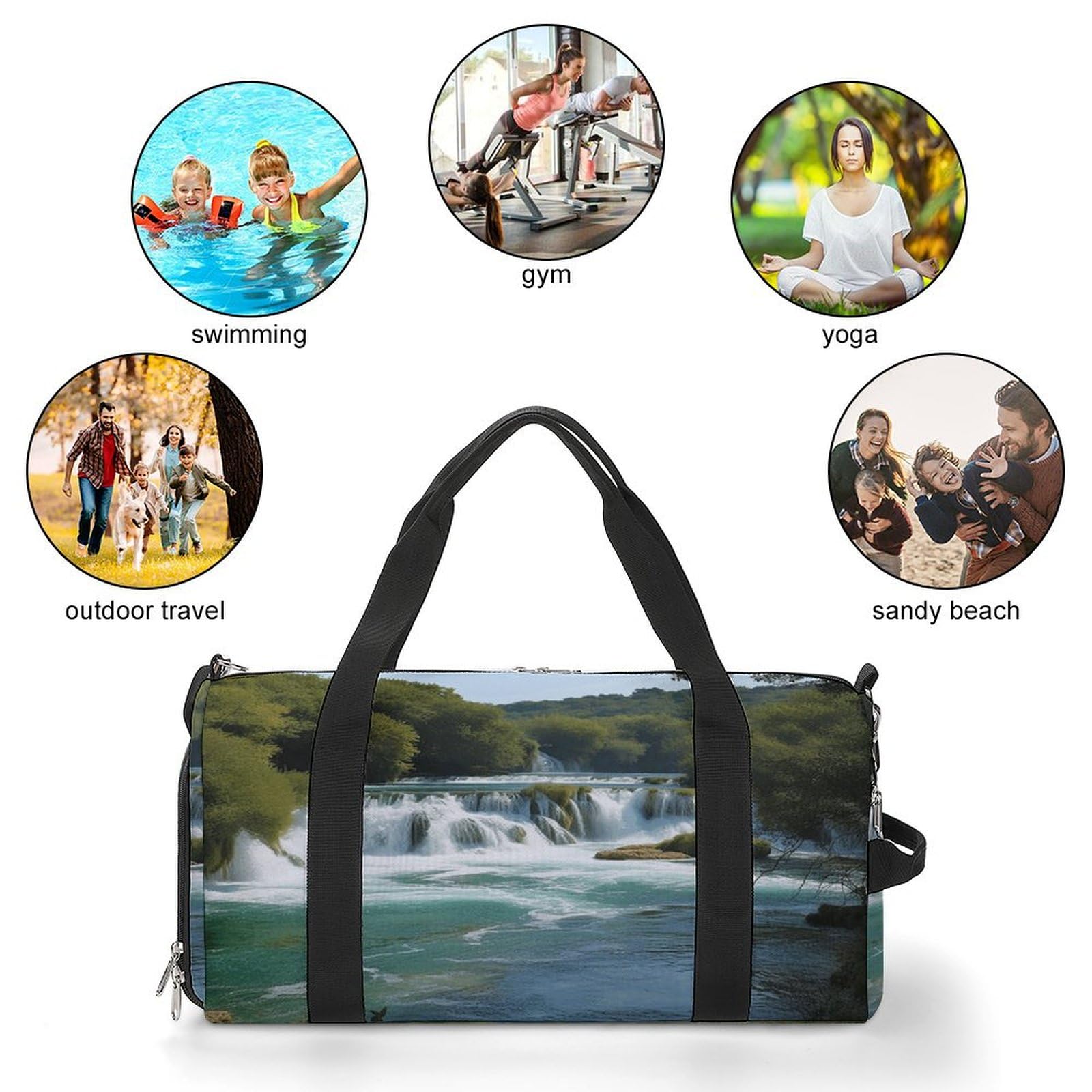 Turnbeutel für Damen und Herren, Wasserfälle auf dem Fluss Krka, wiederverwendbar, Turnbeutel mit Schuhfach, Stil, Einheitsgröße, modern, Stil:, Einheitsgröße, Modern