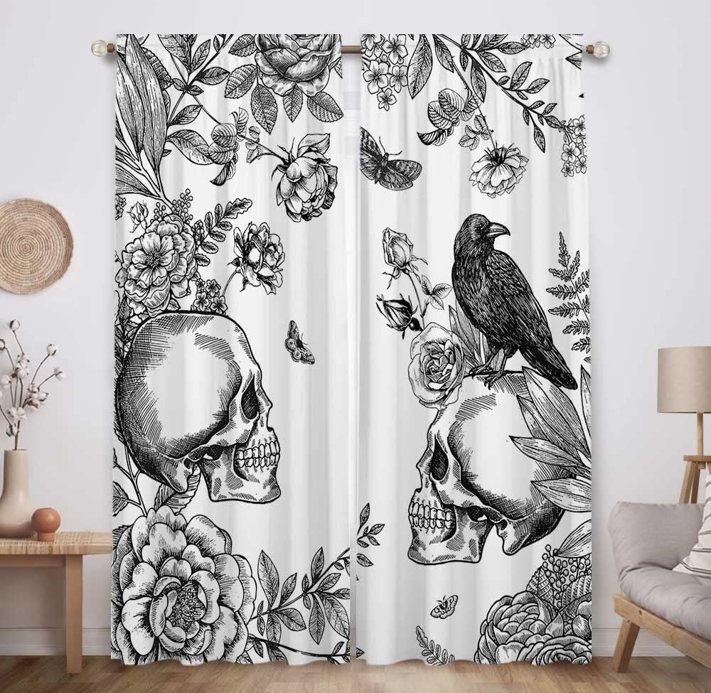 Skull Curtains For Living Room