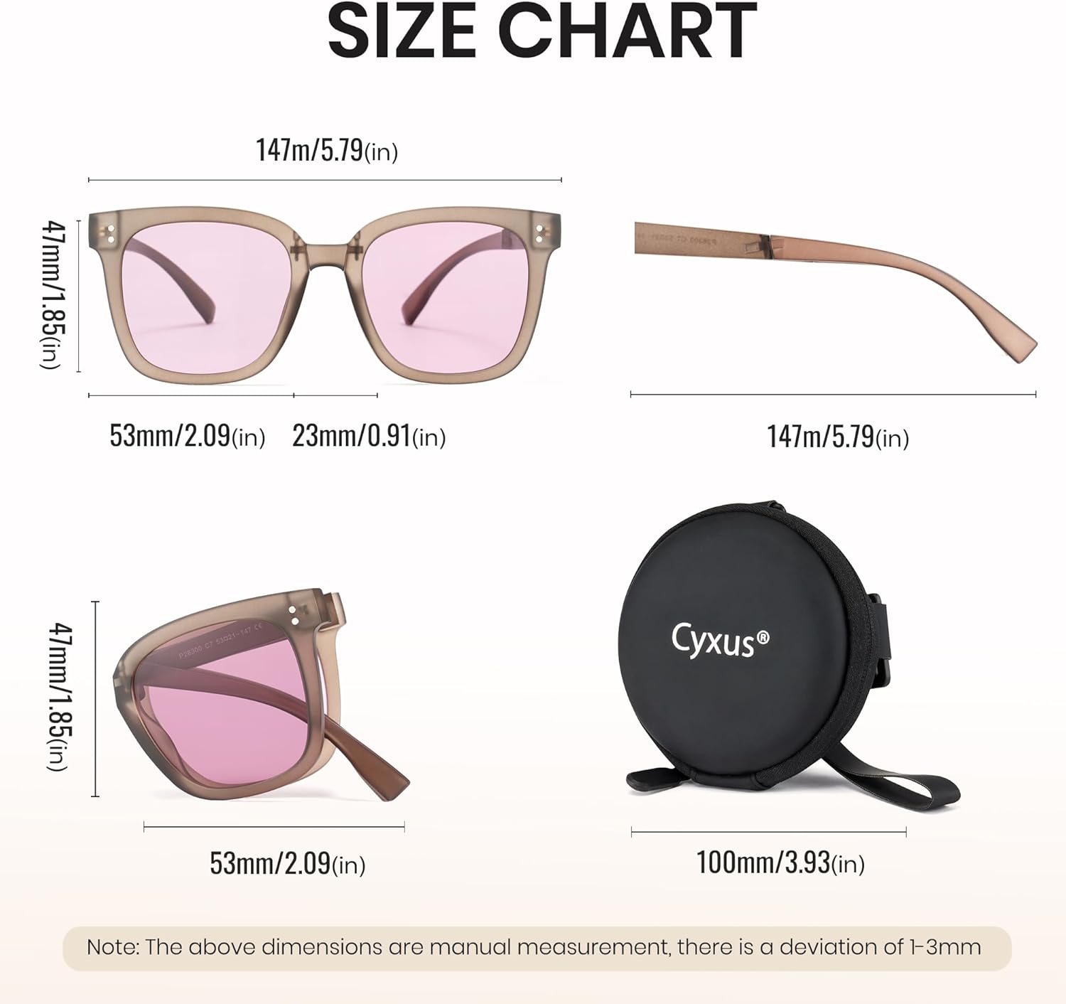 Cyxus Foldable Polarized Sunglasses for Women Men, 24g TR90 Trendy Square 99.99% UV Protection Beach Driving Outdoor P1577 - Image 5