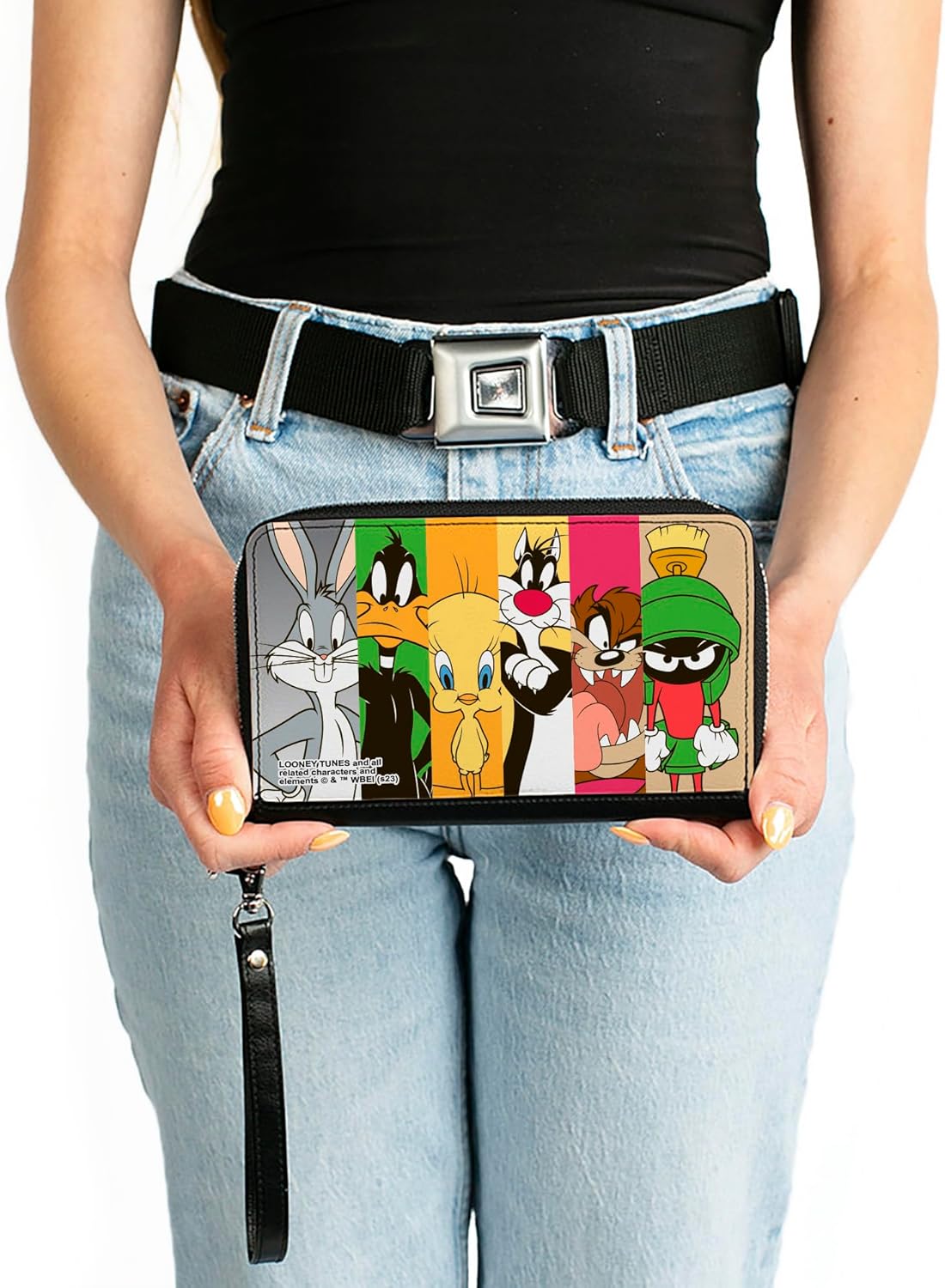 Buckle-Down Looney Tunes Wallet, Zip Around, Looney Tunes Classic Character Blocks Multi Color, Vegan Leather - Image 3