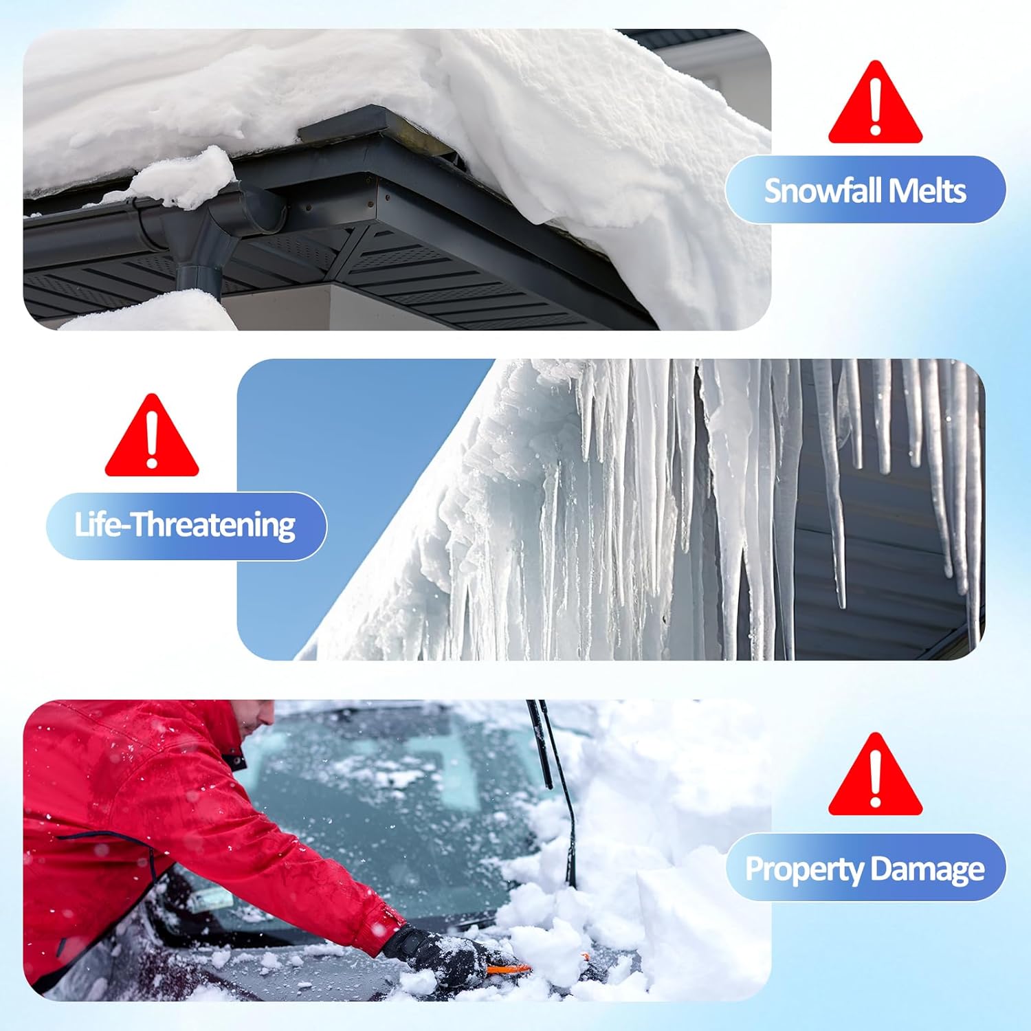 25Pack Plus Size Snow Guards for Metal Roofs, Metal Roof Ice Stops with Seal Gaskets & Screws – Prevent Sliding Snow & Ice, Metallic Silver, Waterproof & Rust-Proof