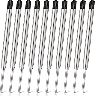 PROUSKY 10 Pieces Metal Replacement Ballpoint Pen Refills, 1.0mm Black Ink Replaceable Ballpoint Pen Refills, Smooth Writing Ballpoint Pen Refills for Daily Work Writing School Office Supplies